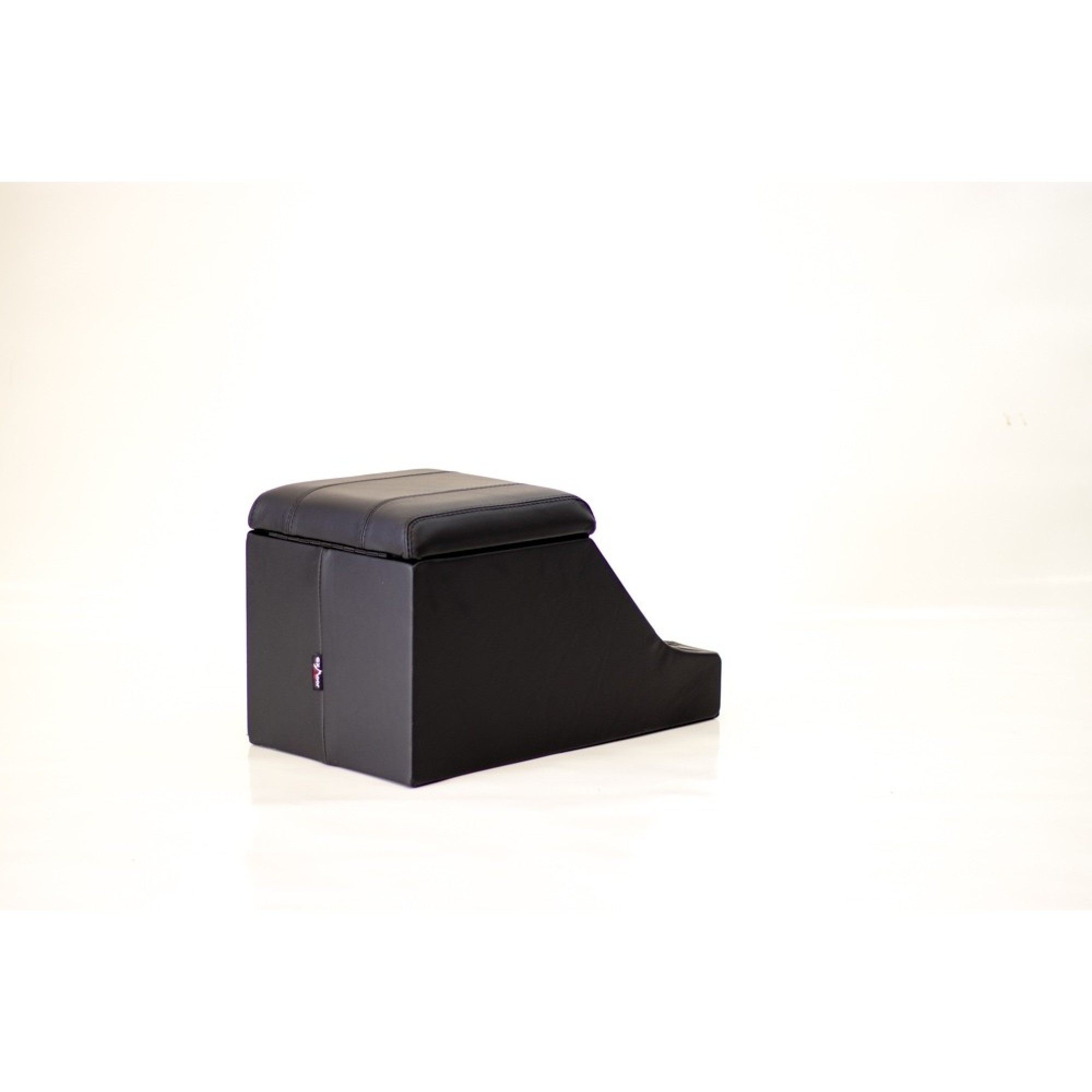 Premium Cubby Box - Full Black Leather - Black Stitching