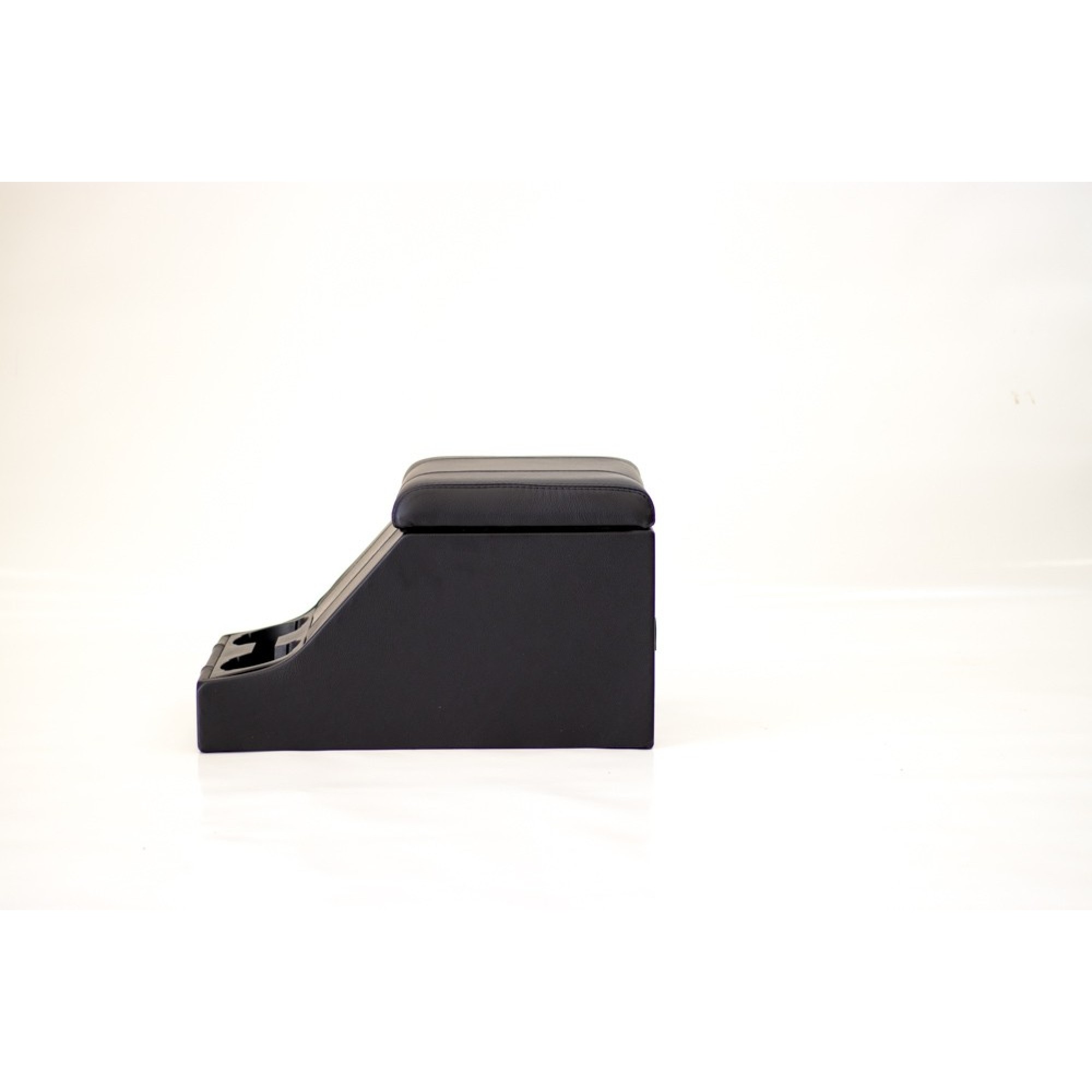 Premium Cubby Box - Full Black Leather - Black Stitching