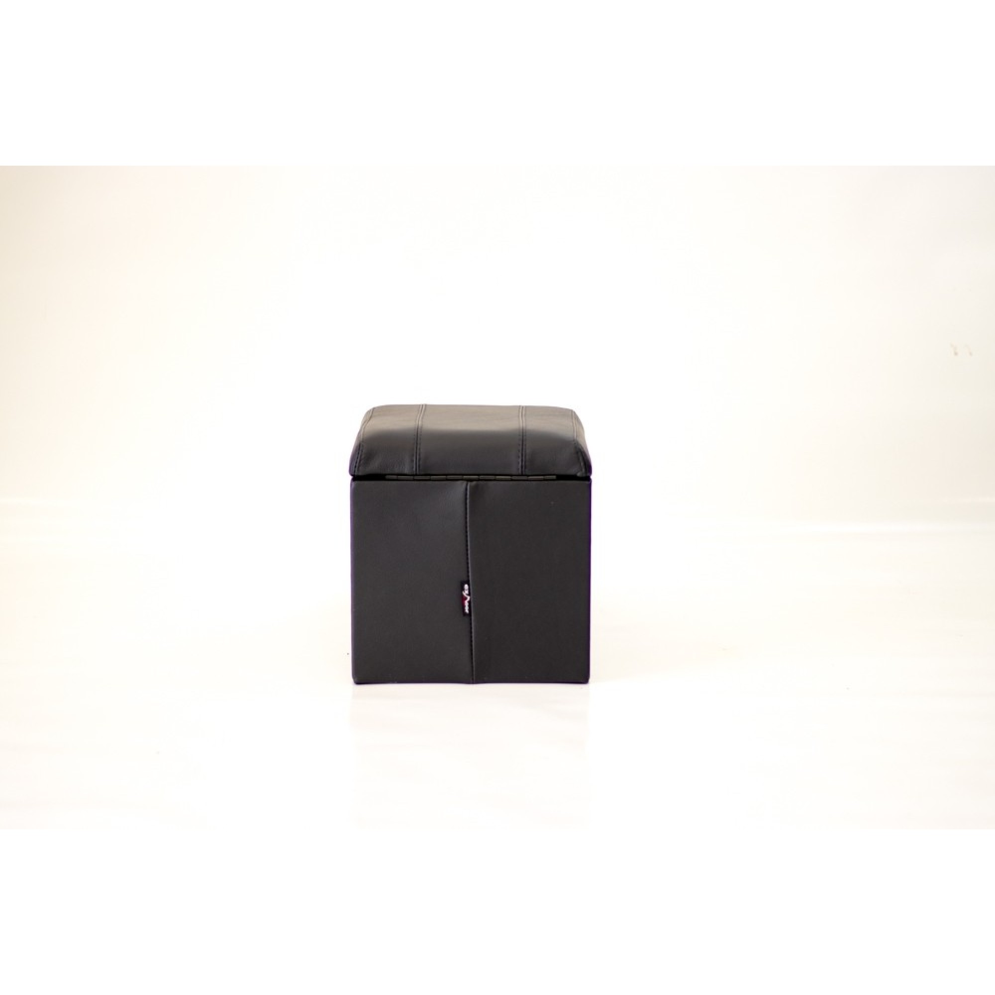 Premium Cubby Box - Full Black Leather - Black Stitching