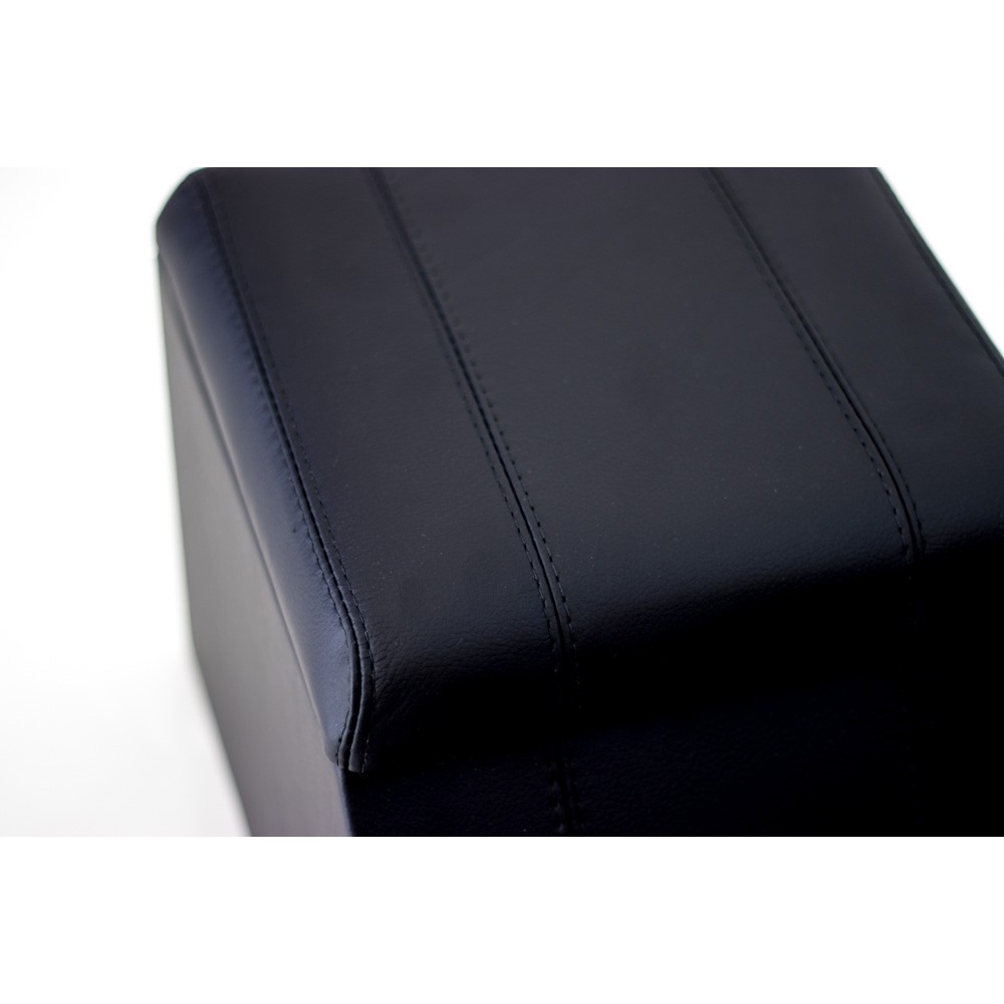 Premium Cubby Box - Full Black Leather - Black Stitching
