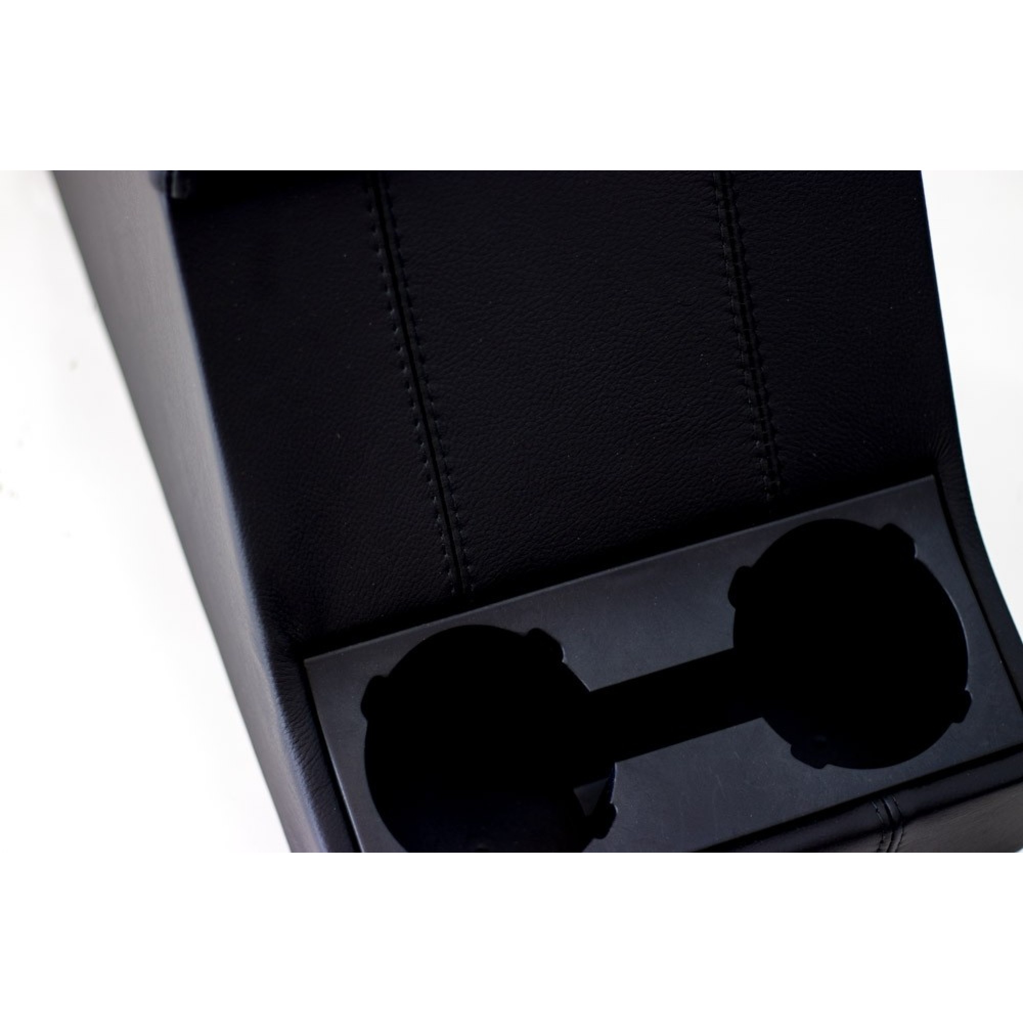 Premium Cubby Box - Full Black Leather - Black Stitching