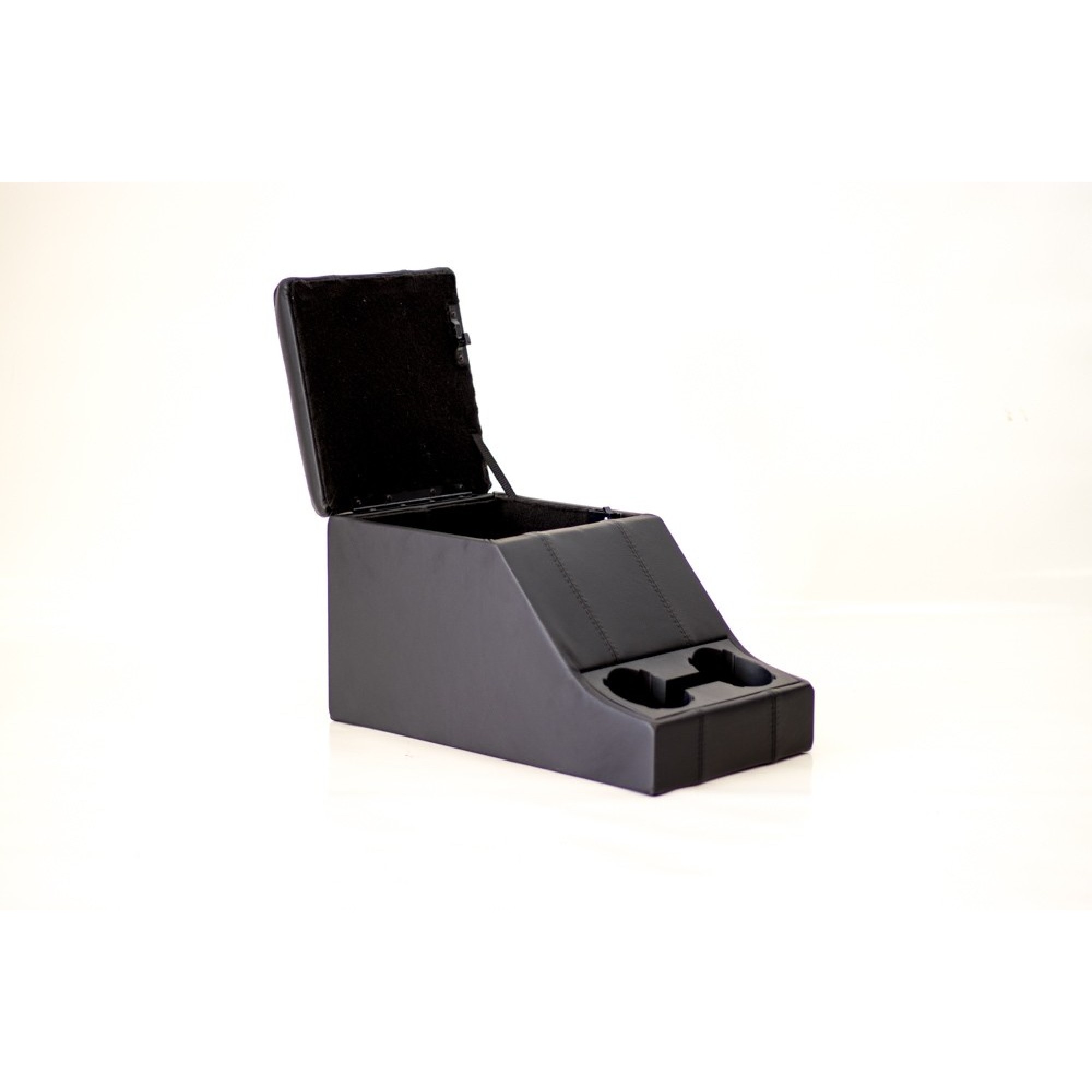 Premium Cubby Box - Full Black Leather - Black Stitching