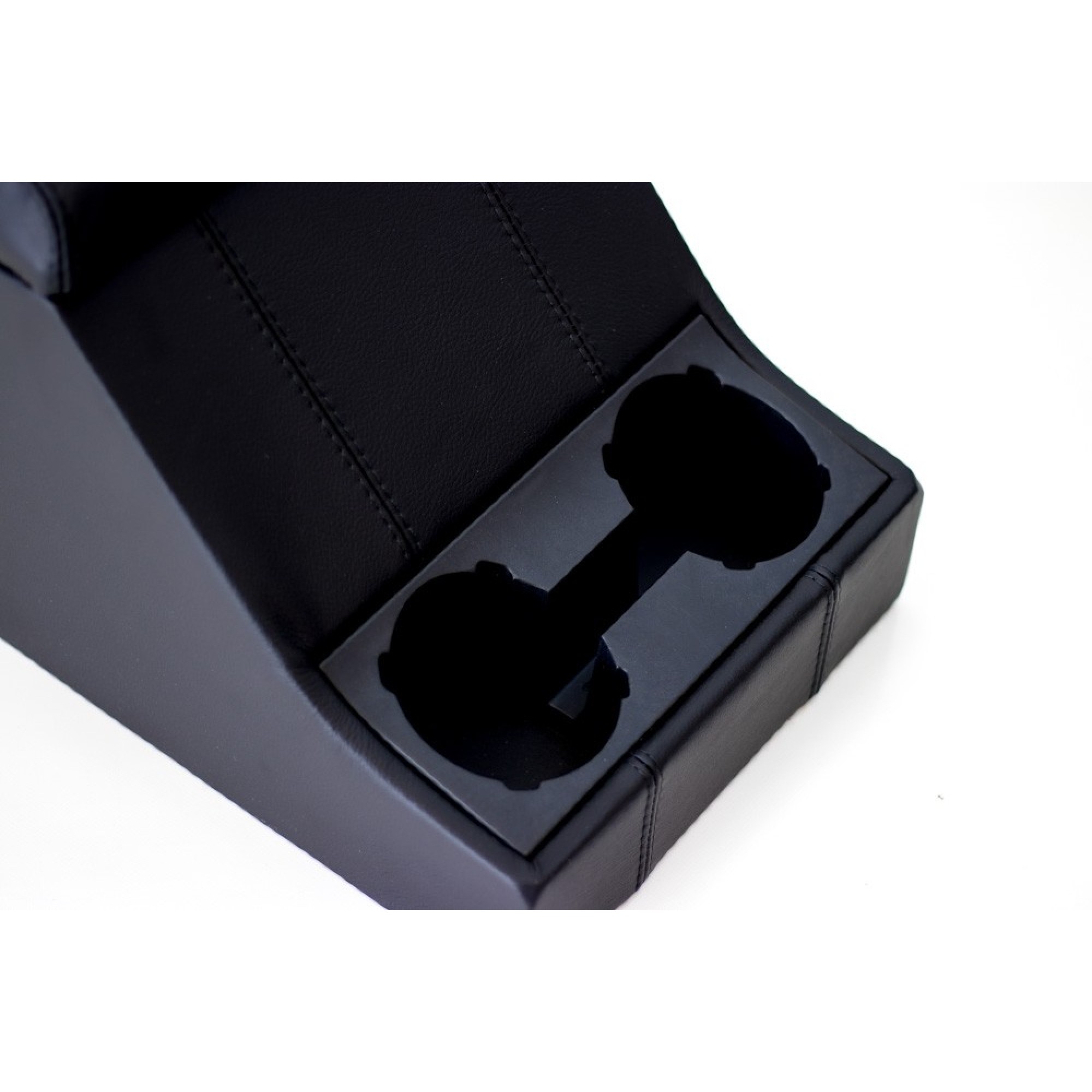 Premium Cubby Box - Full Black Leather - Black Stitching