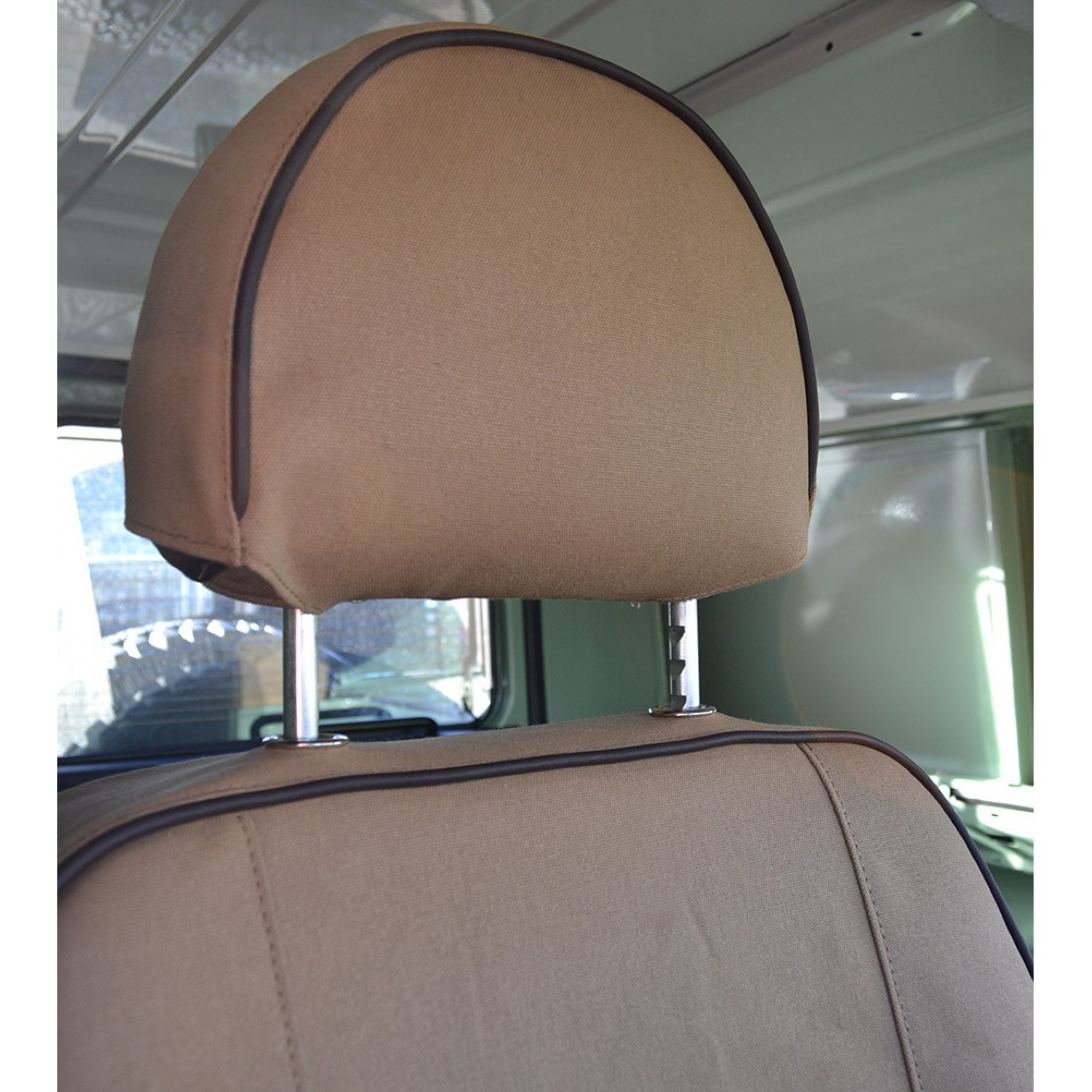 Canvas Seat Covers Front Outer Seats in Sand 90/110 2007 on