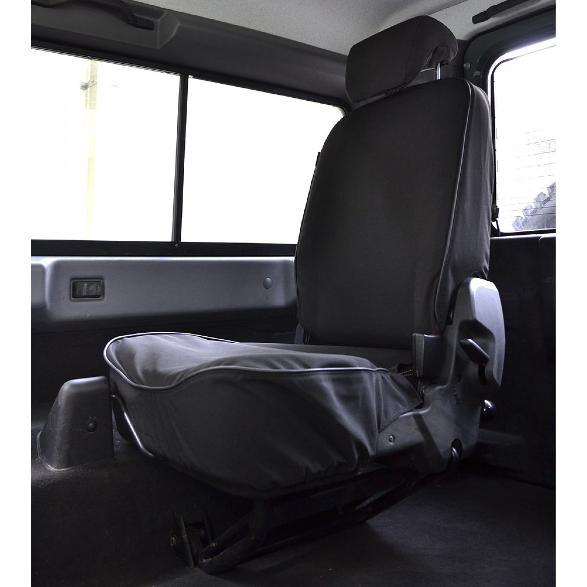 90/110 Puma Tumble Down Black Canvas Seat Covers Pair 2007 Onwards