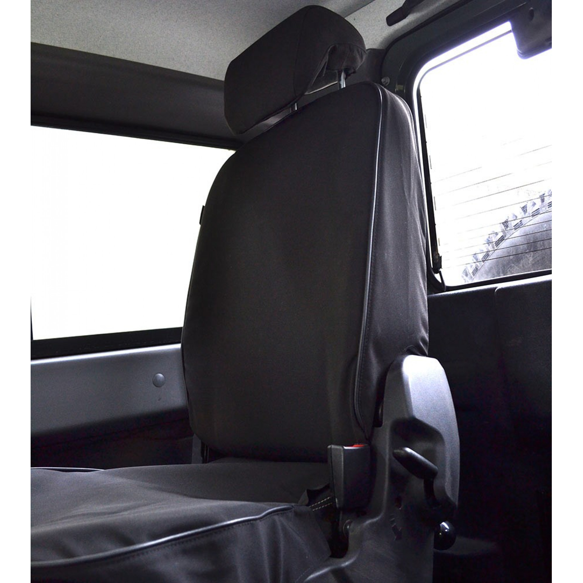 90/110 Puma Tumble Down Black Canvas Seat Covers Pair 2007 Onwards