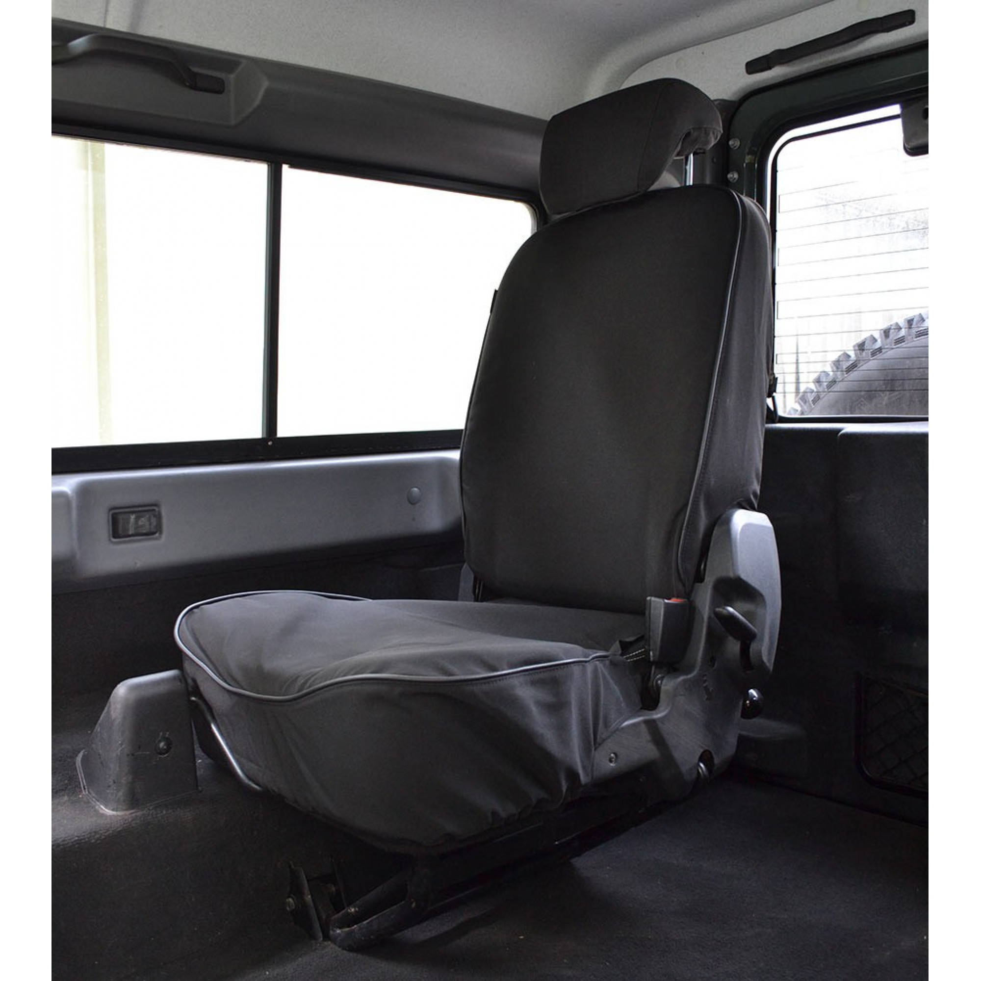 90/110 Puma Tumble Down Black Canvas Seat Covers Pair 2007 Onwards