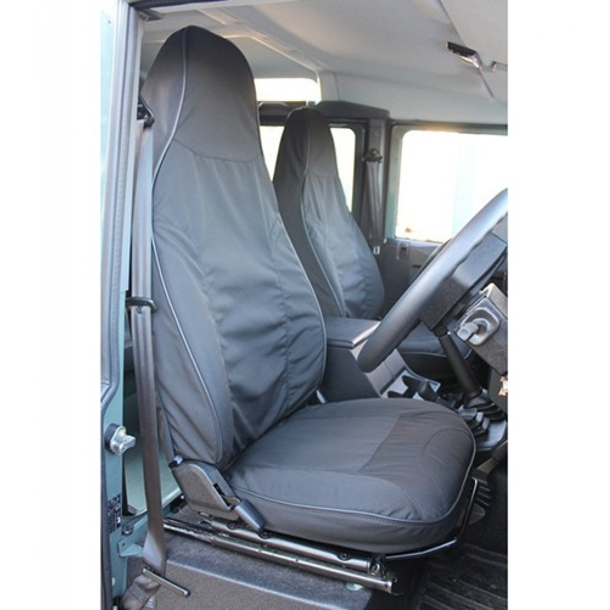 90 110 Front Pair Puma 2013 Premium Seat Covers Black Canvas