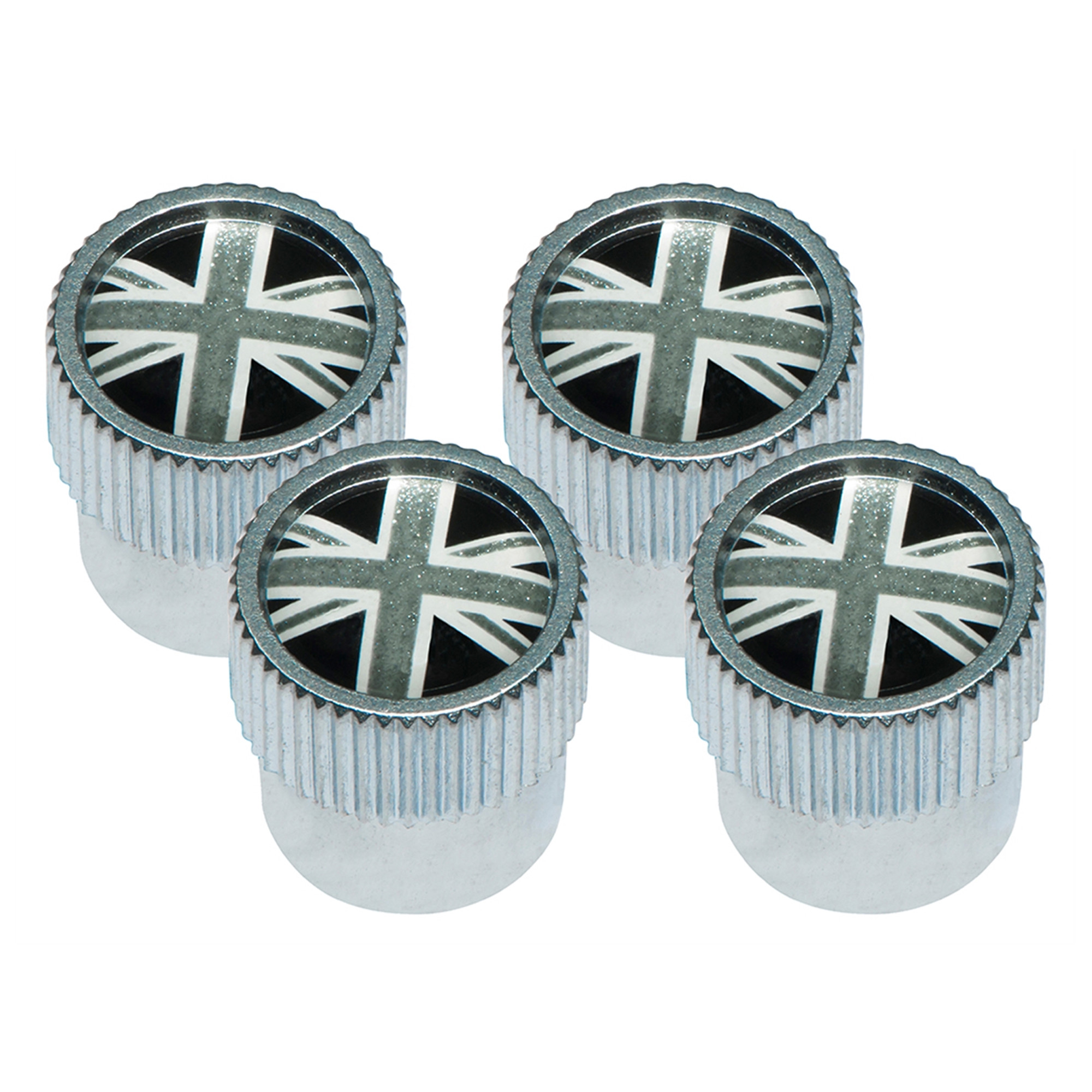 Aluminium Valve Cap Black and Grey Union Jack Logo - LR027666