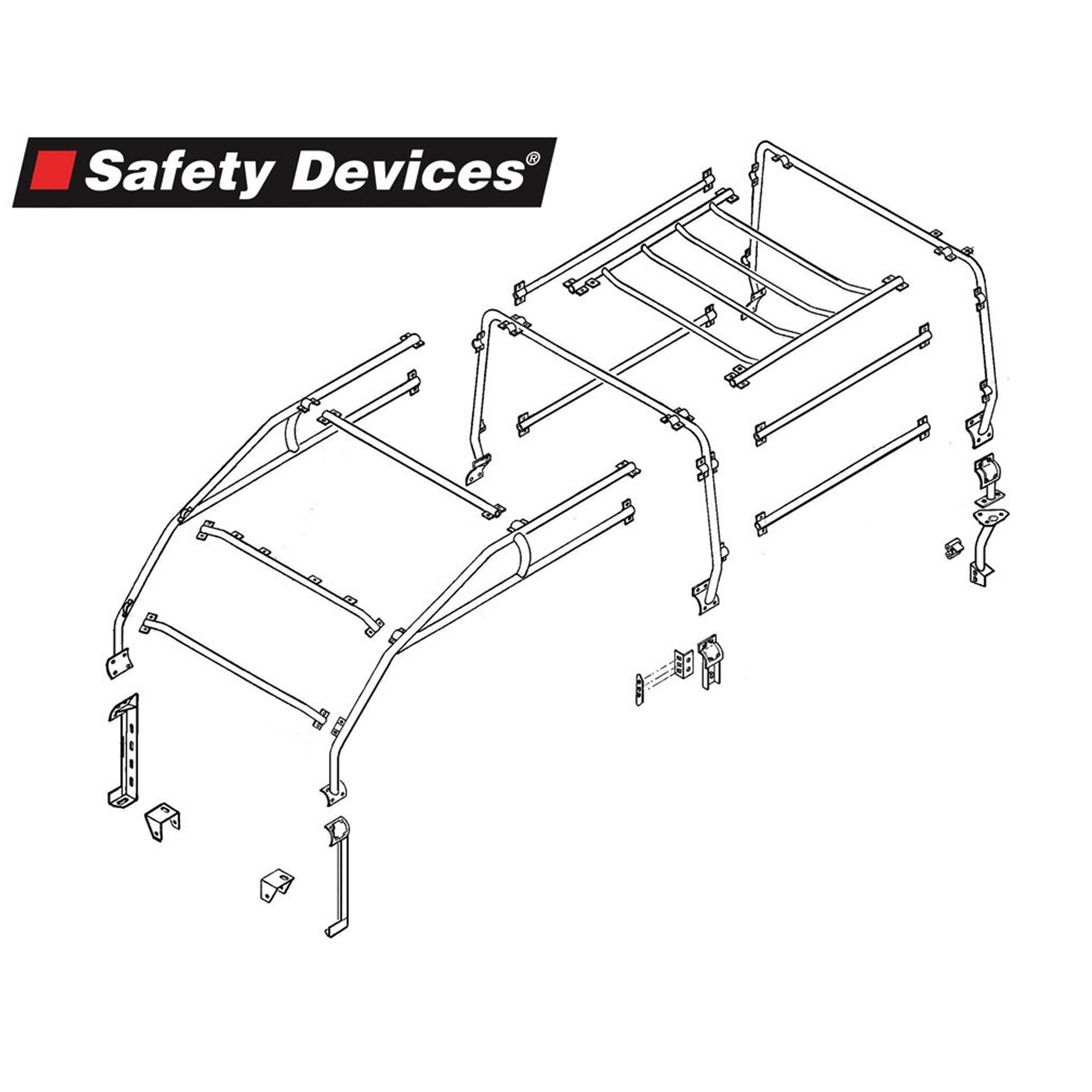 RBL2427SSS - Safety Devices 110 Station Wagon 6 Point Full External Roll Cage Will Not Fit Roof with Outer Ribs Defender 110 Station Wagon