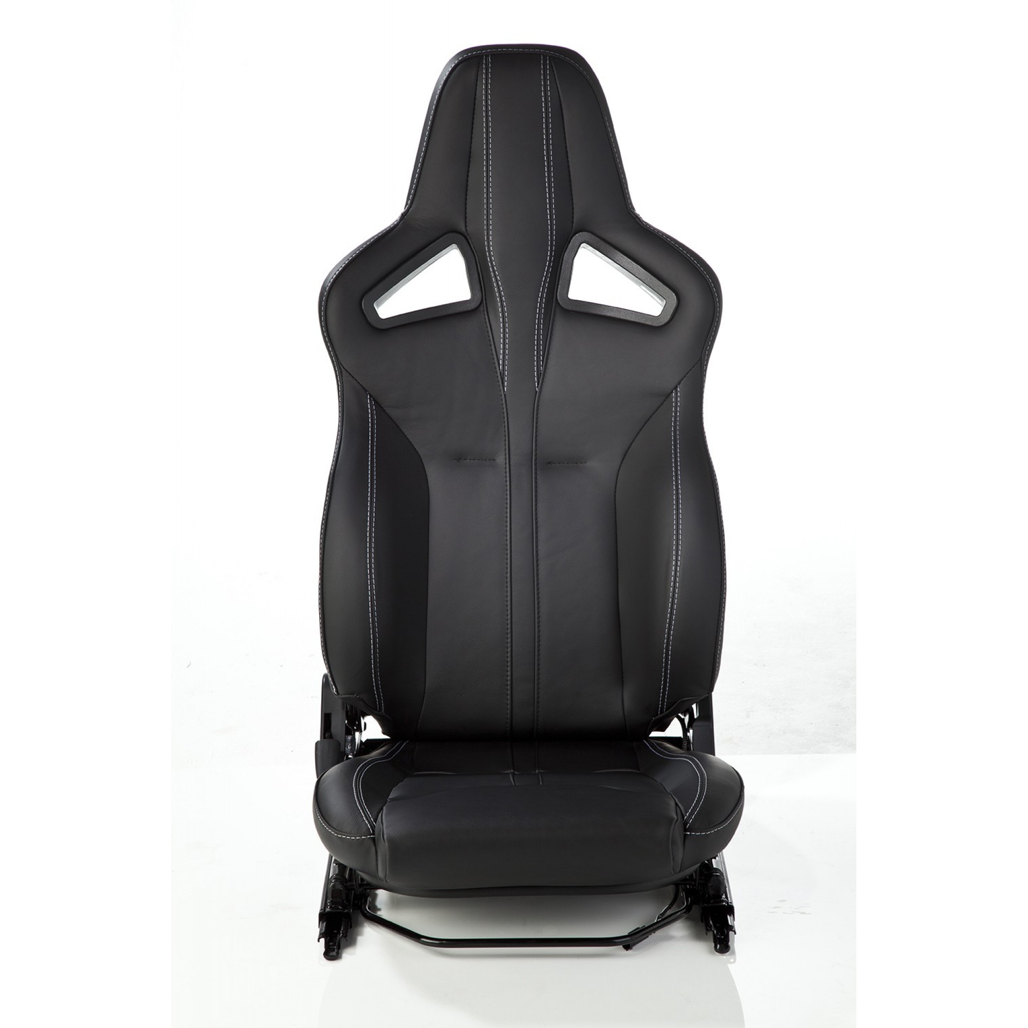 Elite Sports Seat (Heated) Pair Black Leather - Twin White S