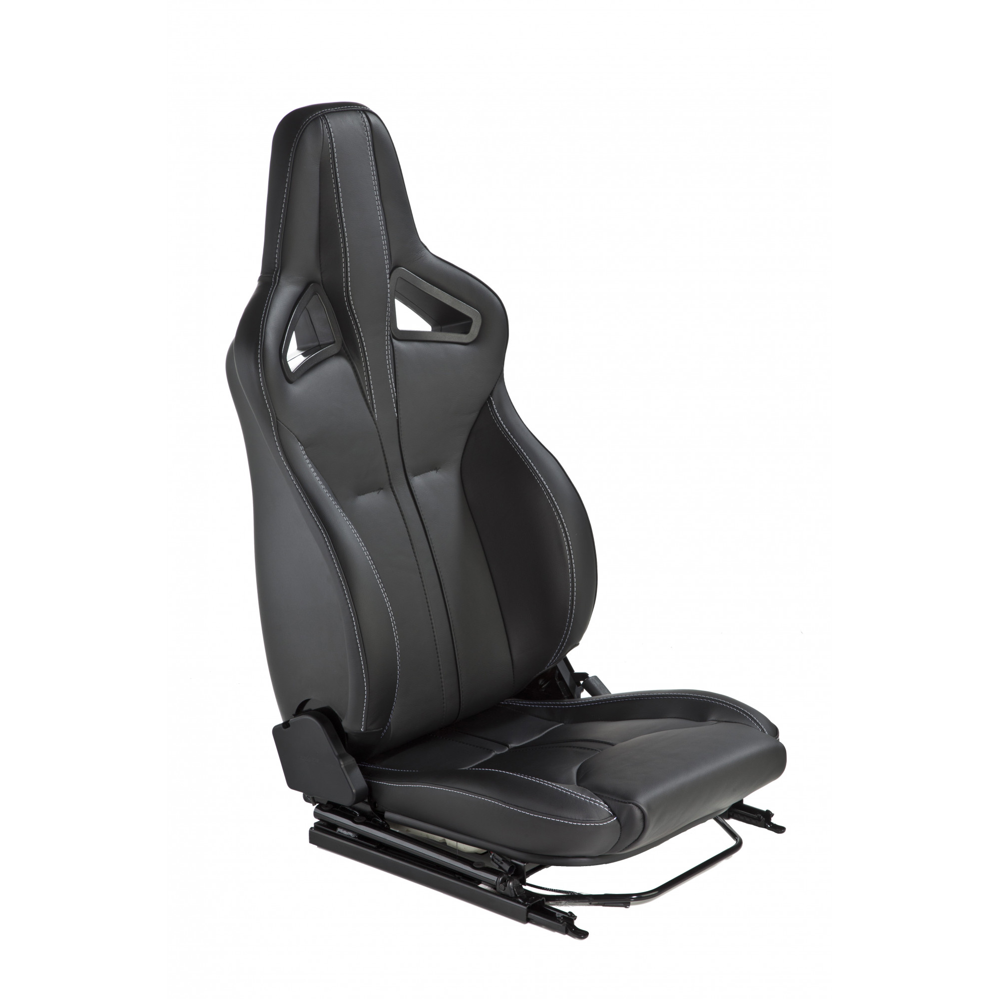 Elite Sports Seat (Heated) Pair Black Leather - Twin White S