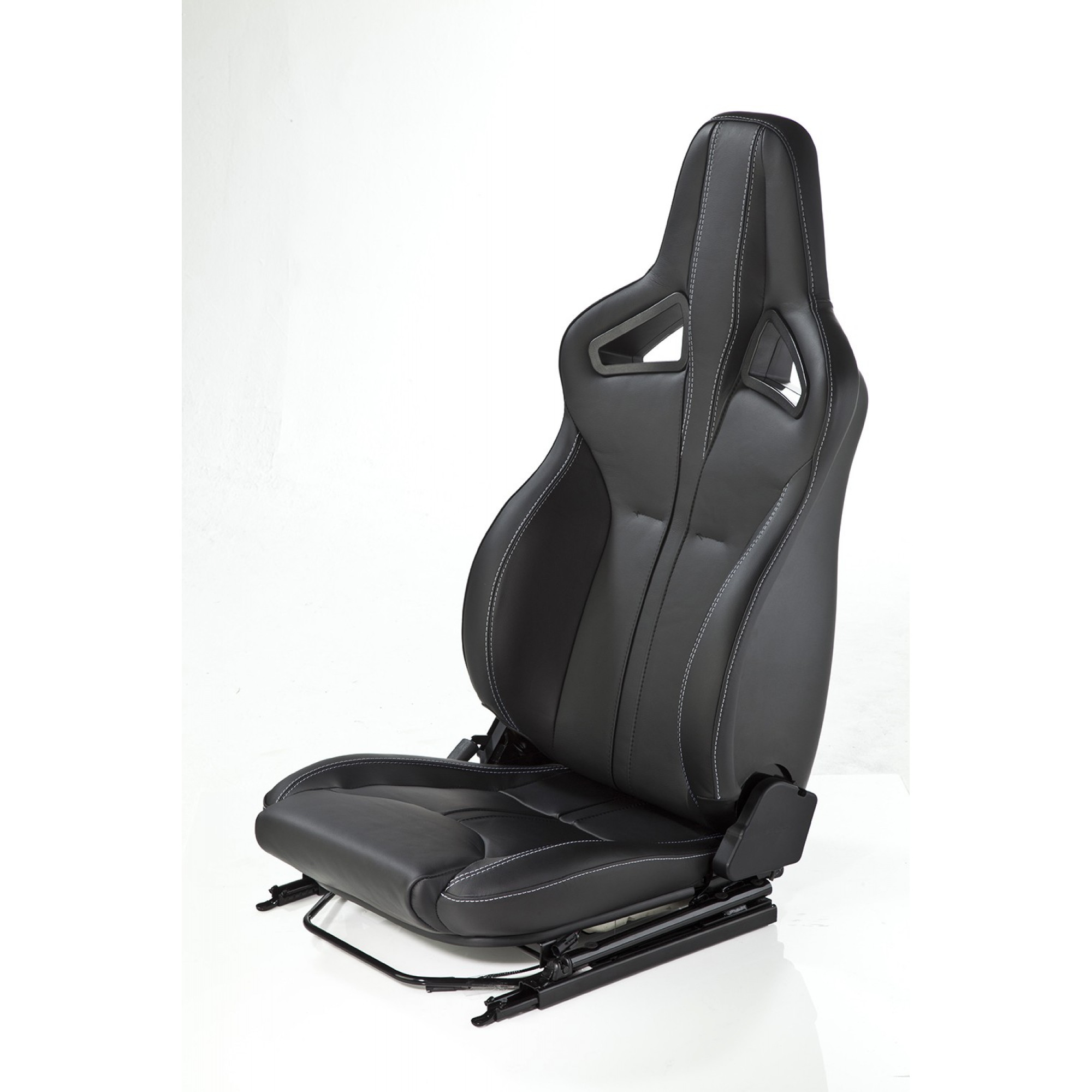 Elite Sports Seat (Heated) Pair Black Leather - Twin White S