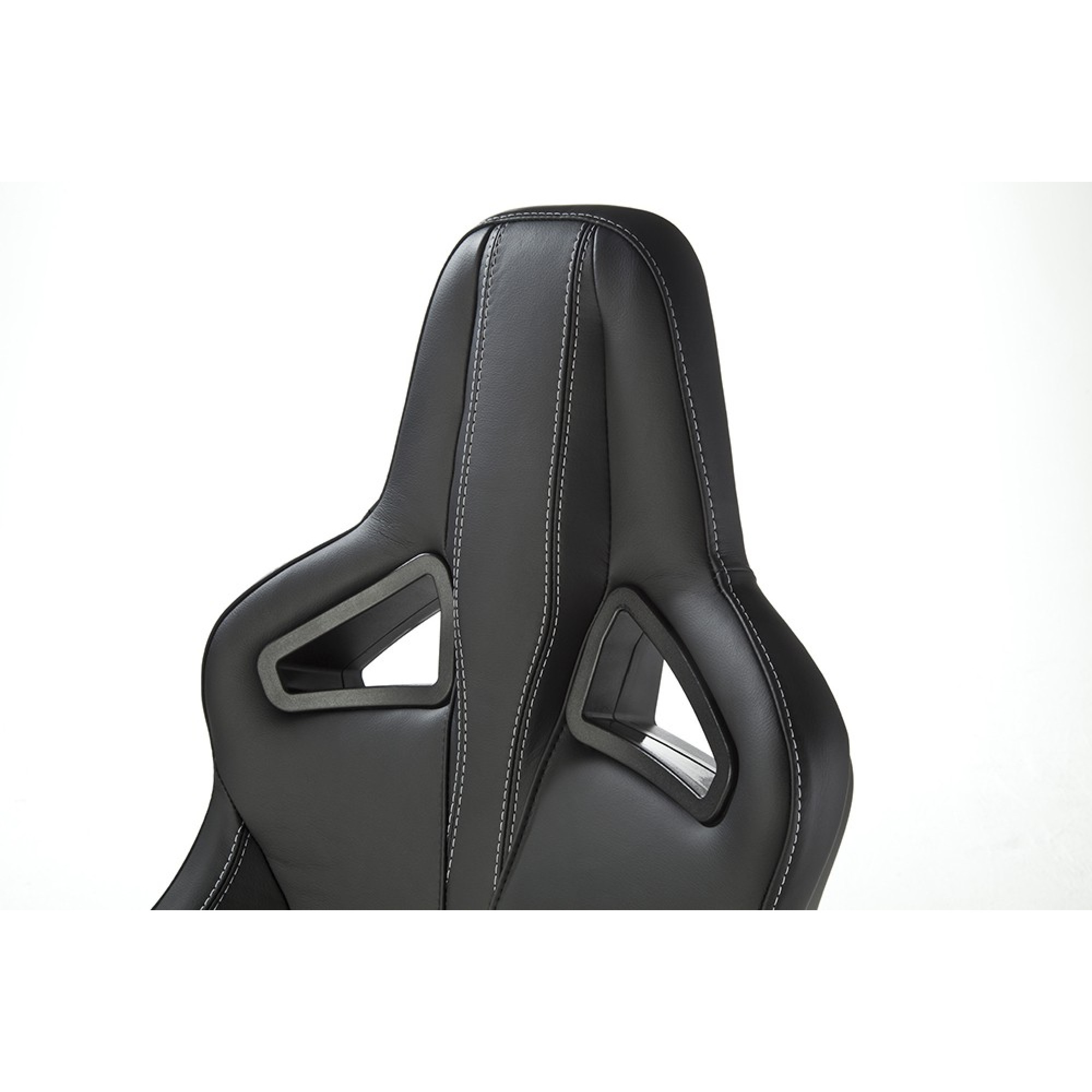 Elite Sports Seat (Heated) Pair Black Leather - Twin White S