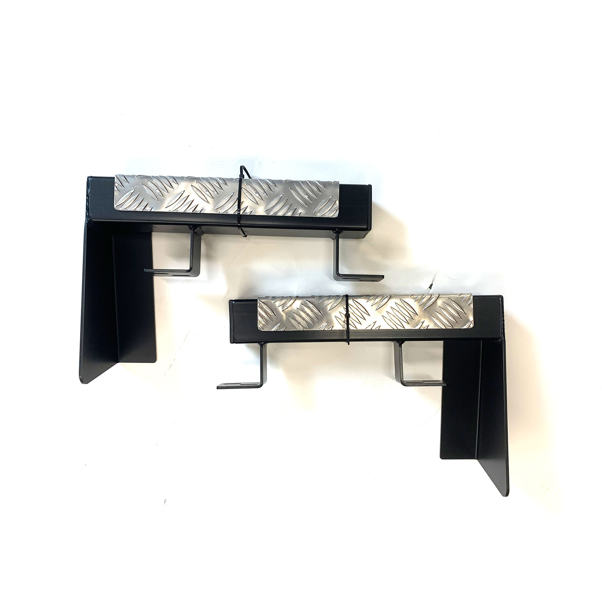 Heavy Duty Rear Bumperettes Black with Chequer Plate (Pair)