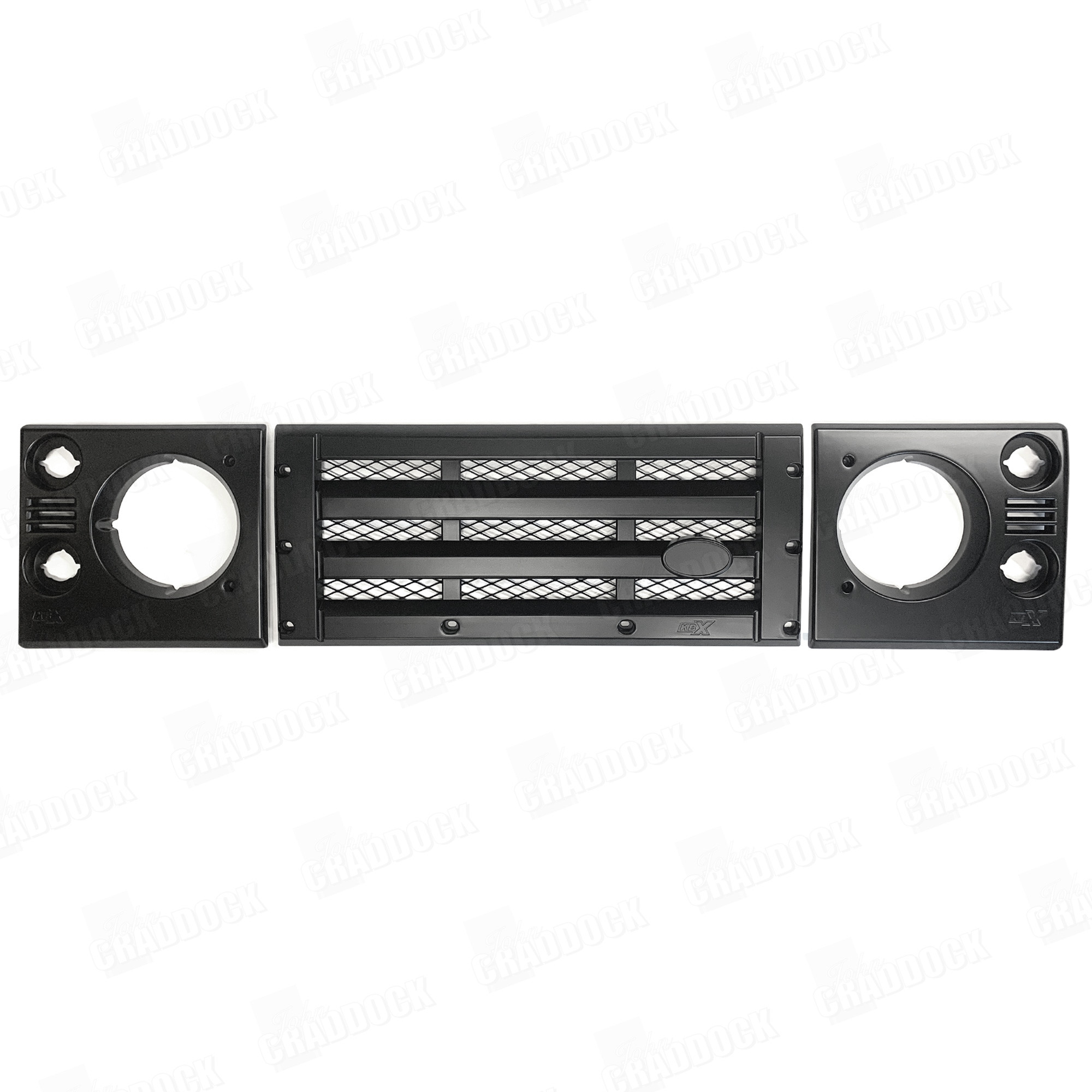 Kbx Defender Grille & Lamp Set - Satin Black