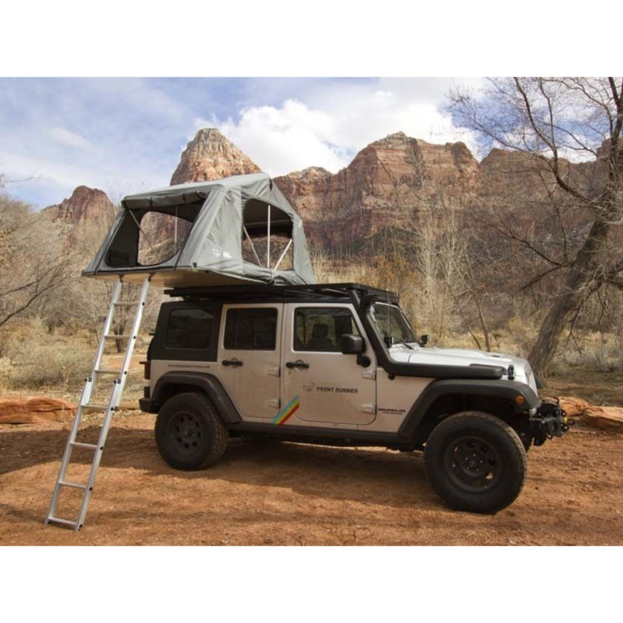 Front Runner Roof Top Tent A 1.3M (4.3') Wide Roof Top Tent That Is 2.5M (8.2') Long When Unfolded. - (Delivery Surcharge Applies) Consists Of: 1 x Tent 1 x Flysheet 1 x Aluminium Ladder 1 x Mattress 1 x Tent Cover 1 x Rod Kit 1 x Mounting St