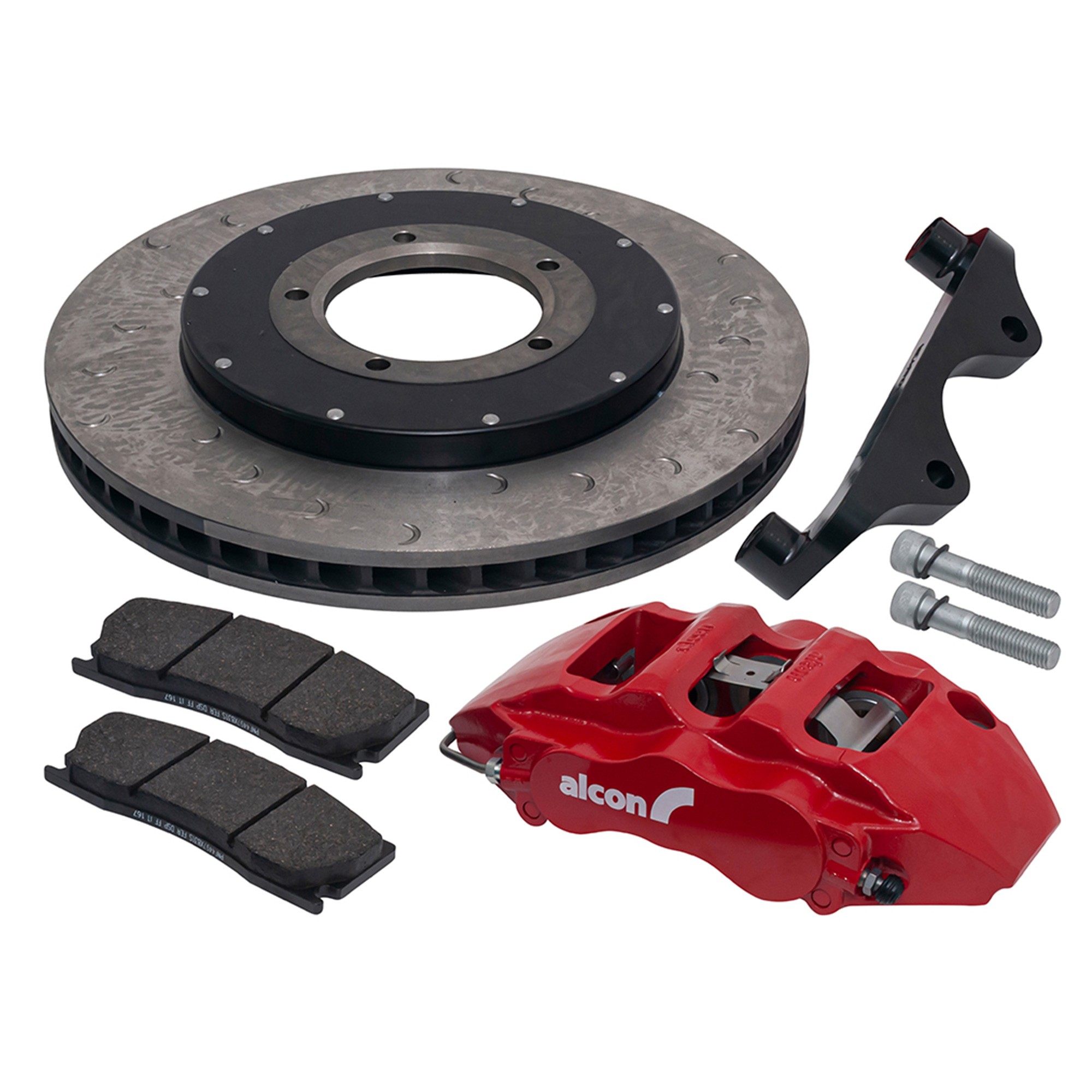 Alcon 6 Piston Front Disc Caliper Kit - Defender 18" Wheels - Red