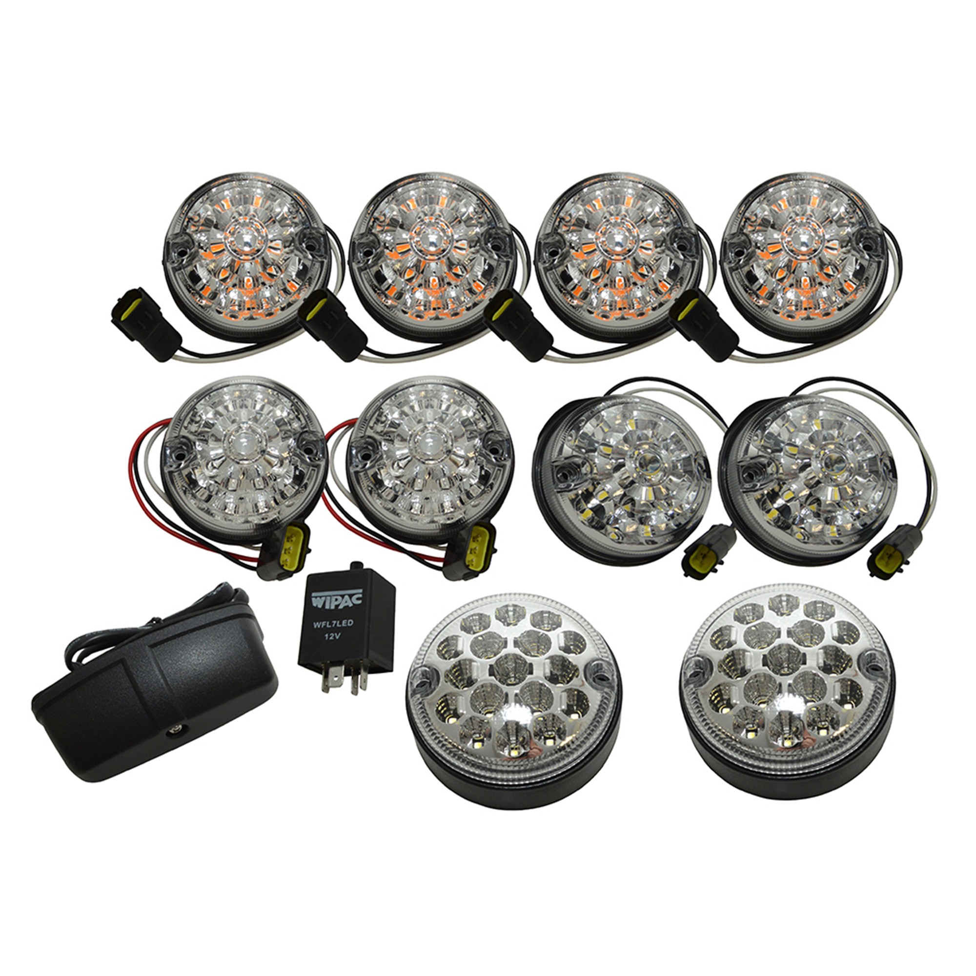 JC2020 - 7 Led Headlights (Pair) with Halo Drl for Off Road Use Only