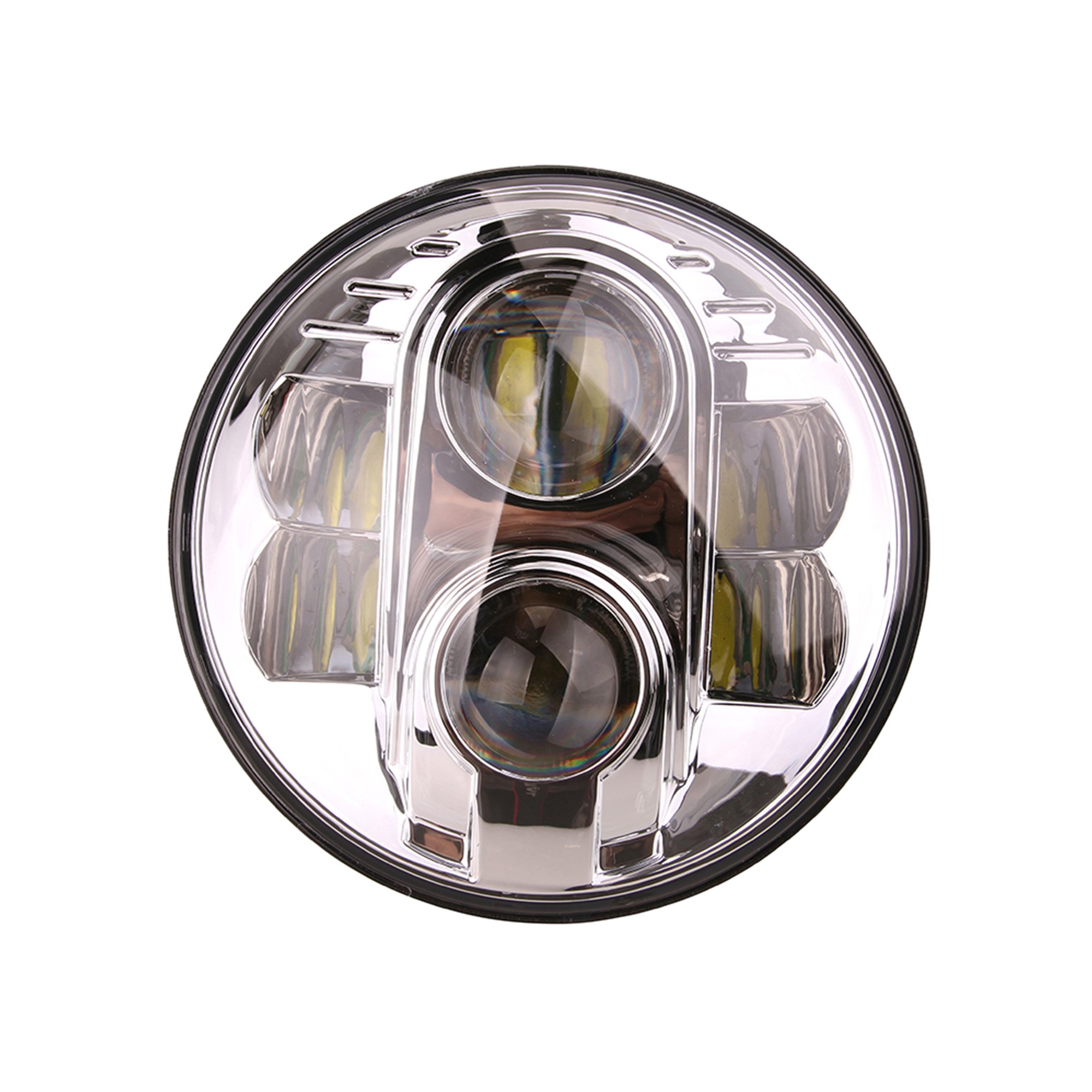 Led Lynx Eye Headlamp LHD 7 Inch Round Pair Dot & E Marked Polycarbonate Lens with Aluminium Housing 2800LM@30W on Low Beam 4450LM@48W on High Beam