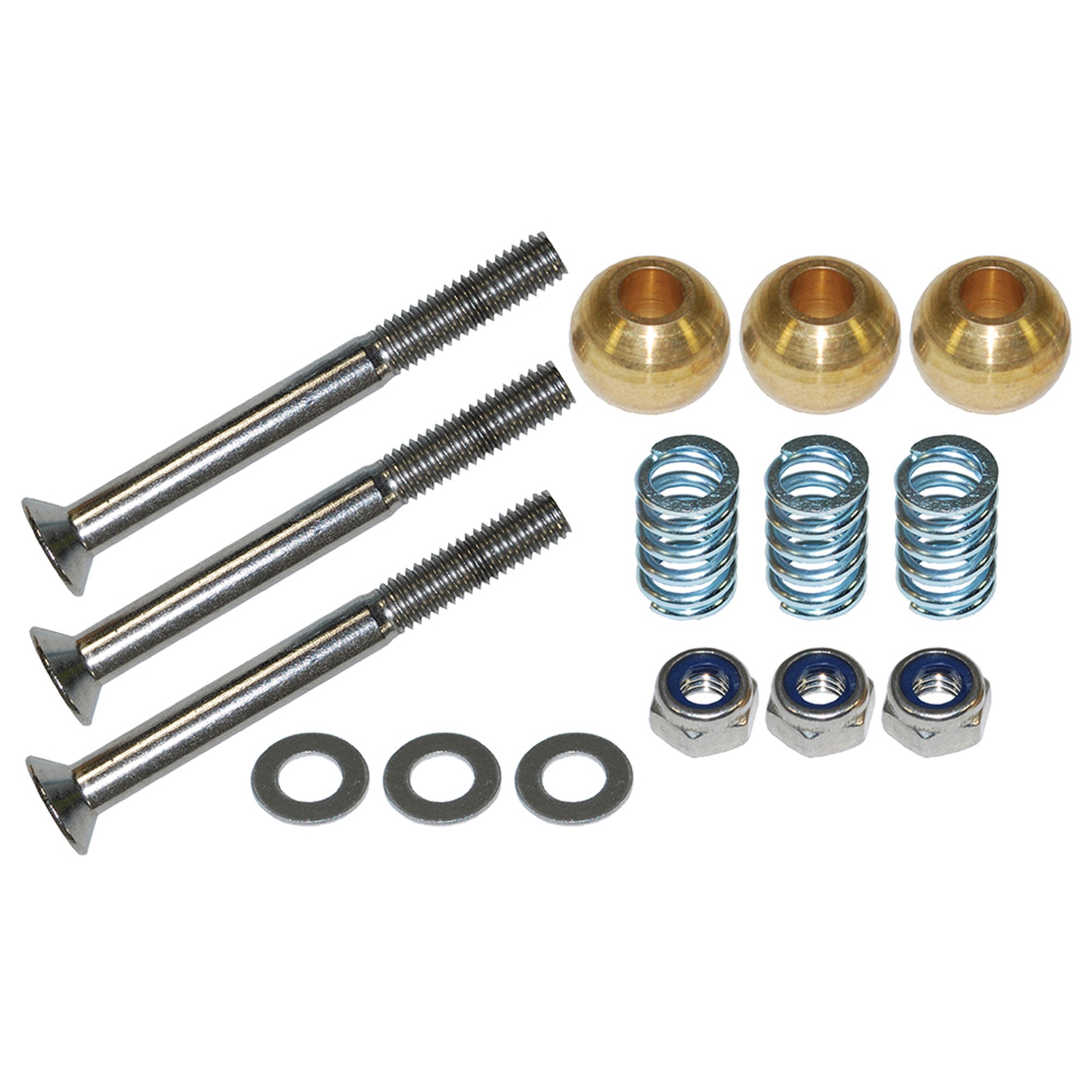 DA1145 - Stainless Steel Door Hinge Pin Kit Includes 3 x M6 x 60mm Bolts, 3 x 3mm Washer, 3 x Hinge Nuts, 3 x Cone Bush, 3 x Door Hinge Spring.