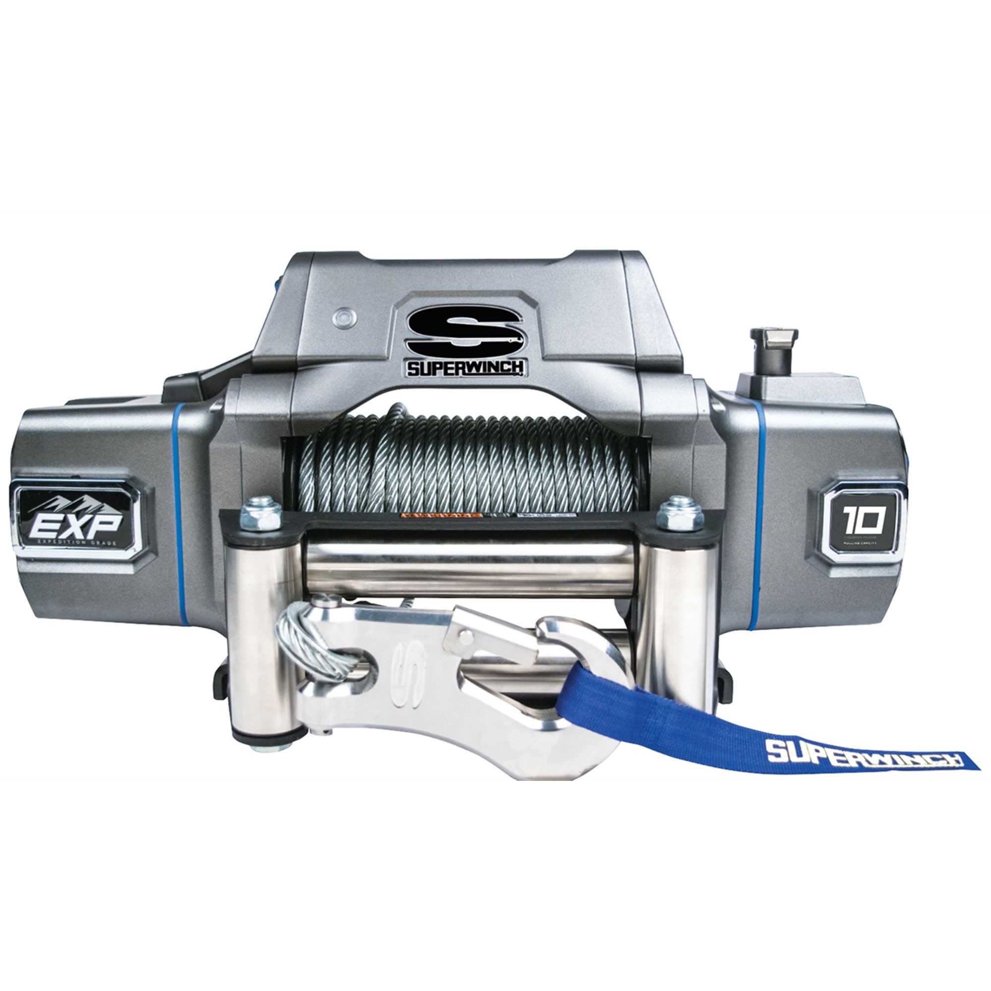 S102737 - Superwinch EXP10 10000LBS with Wire Rope and Roller Fairlead Auto Clutch, Heavy-duty, Gearbox End Brake, Picatinny Rails, High Speed Motor, Wirless Ready, 100FT Wire Cable.