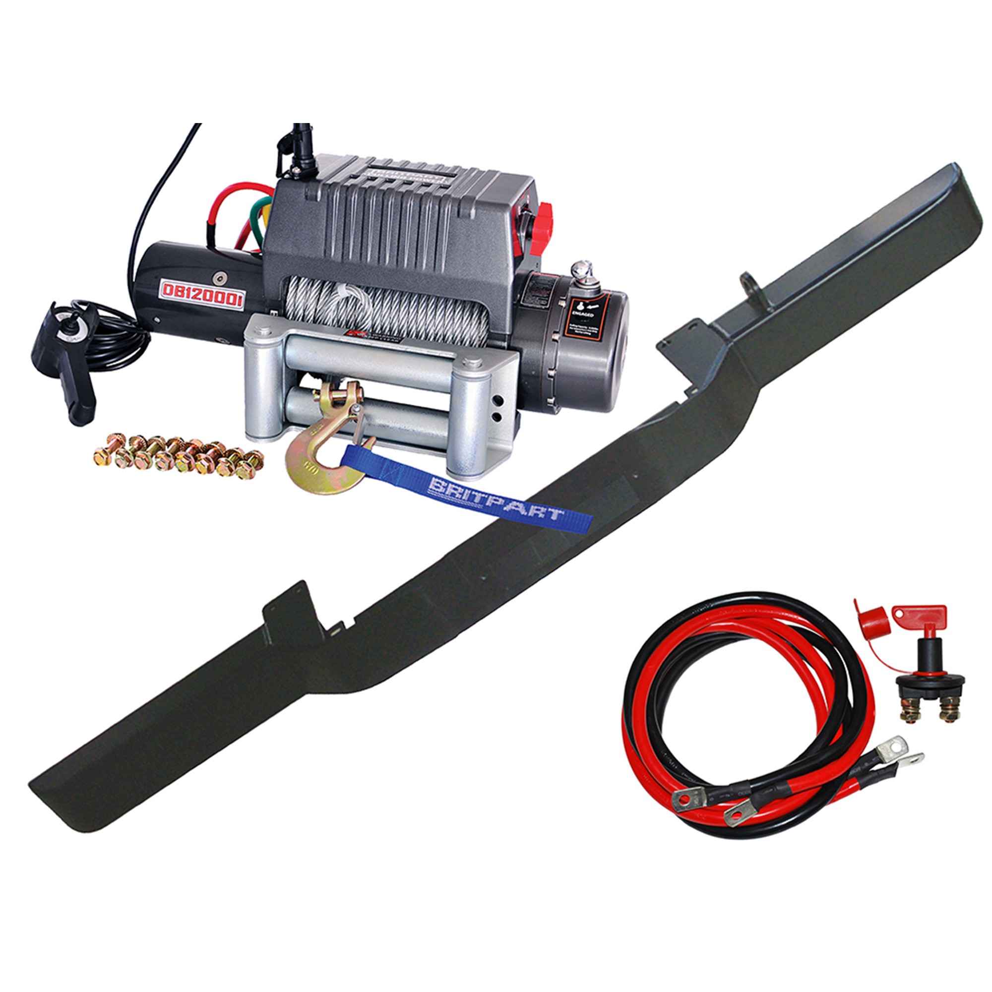 DB1313 - Defender Winch Bumper Non Air Con with DB12000I Steel Cable Includes Extended Wiring Kit