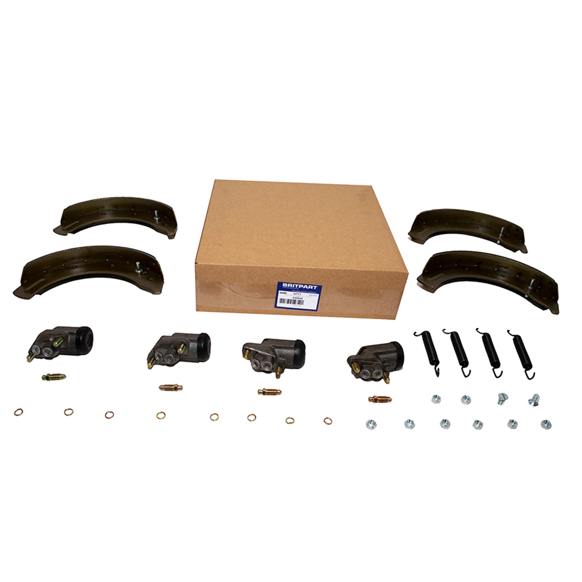 DA6044 - LWB Front Brake Kit 4 Cylinder Except 1 Ton Also SWB July 1980 Onwards with 11" Drums. Kit Contains Shoes, Springs and Cylinders