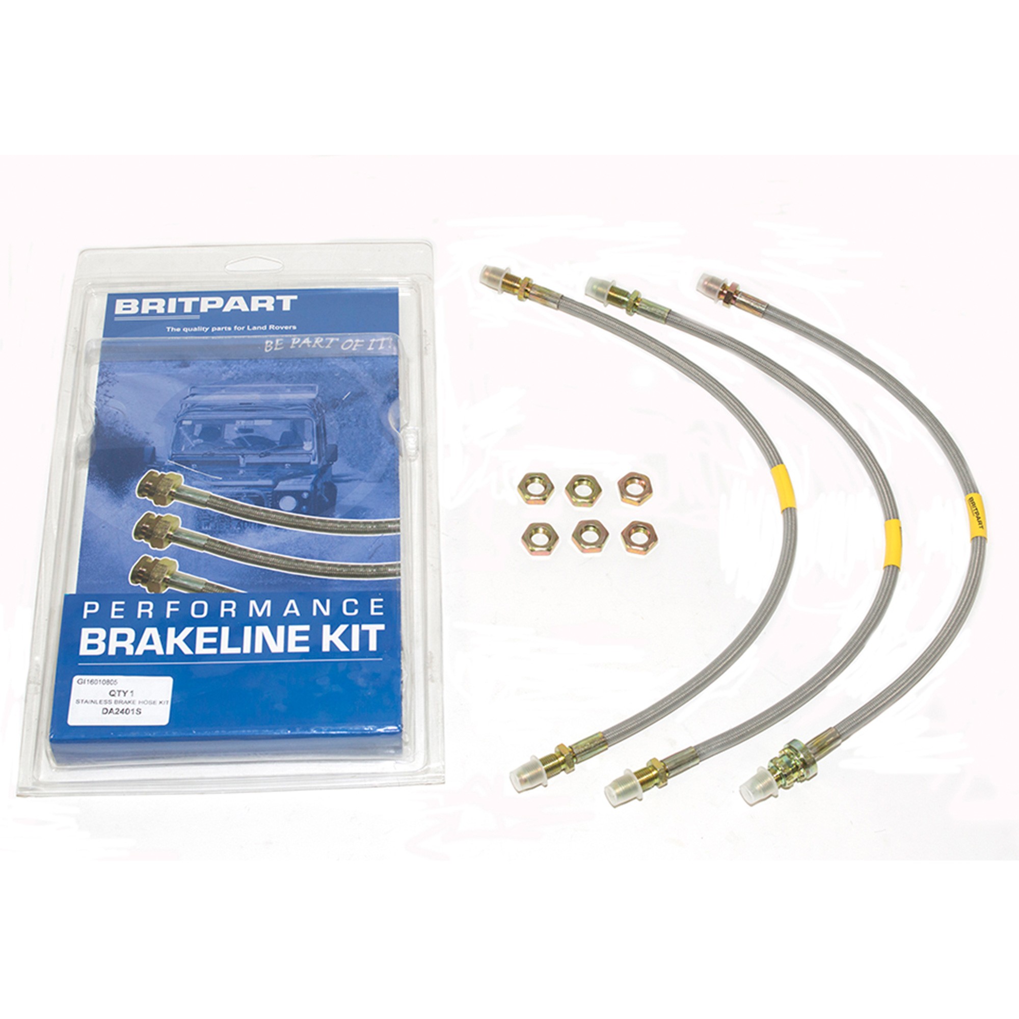 DA2401S - Stainless Braided Brake Hose Kit 90 from XA159807 1999-2004MY Non Abs
