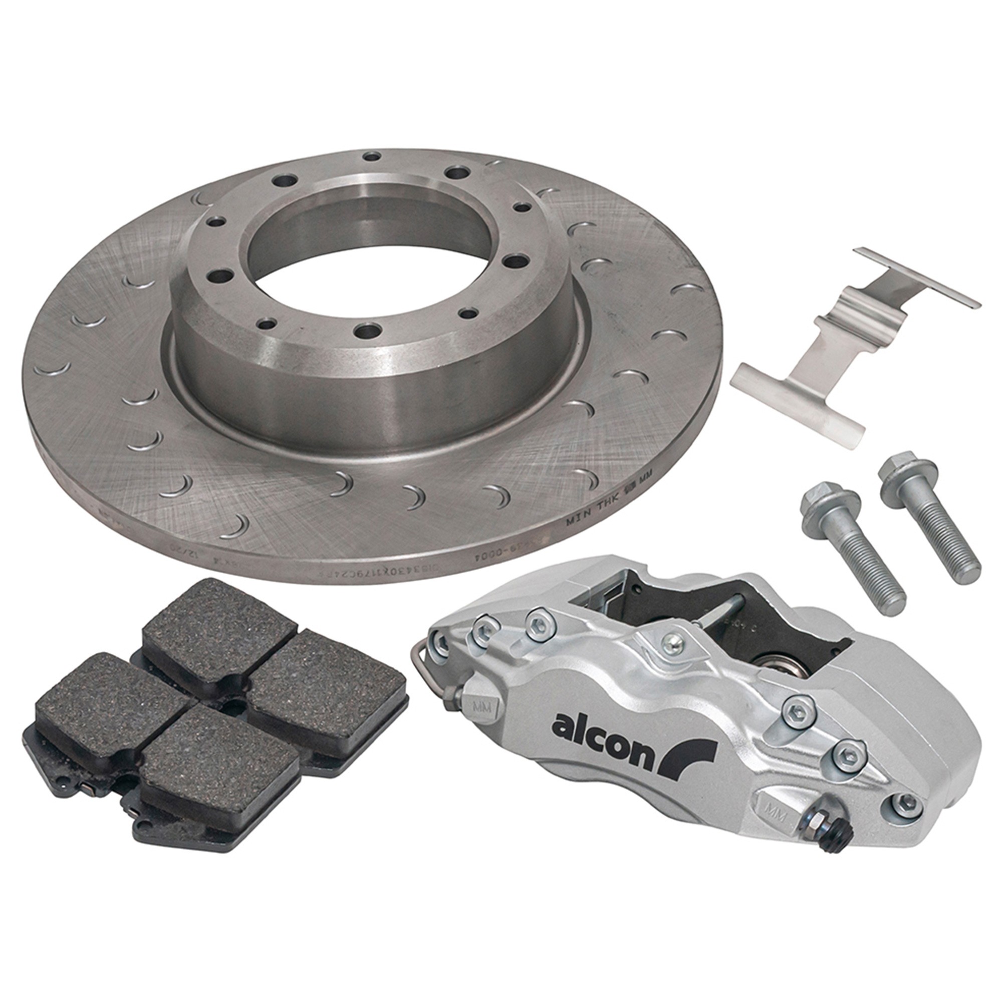 Alcon 4 Piston Rear Disc Caliper Kit - Defender 16" & 18" Wheels - Silver