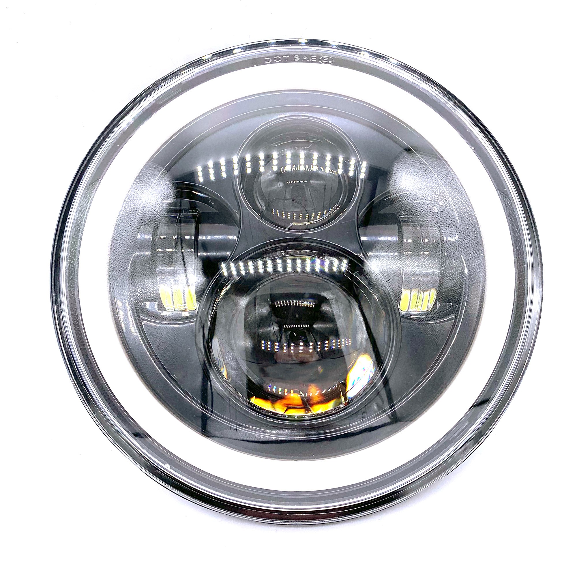 JC2020 - 7 Led Headlights (Pair) with Halo Drl for Off Road Use Only