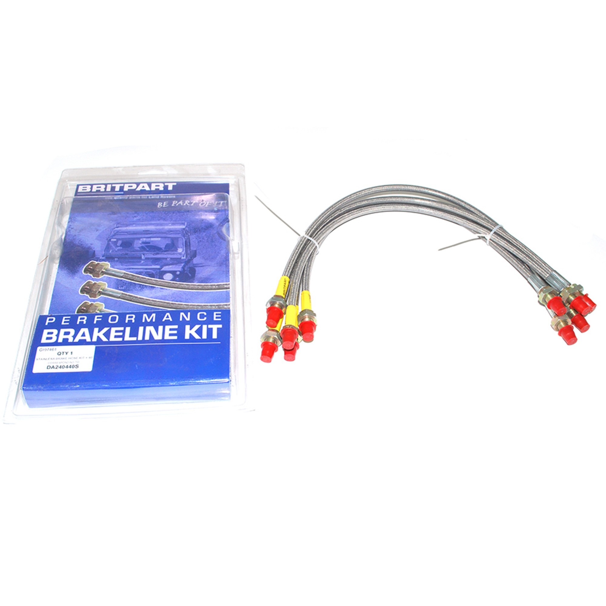 thumbnail image 2 of Stainless Steel Braided Brake Hose Kit For Land Rover Discovery 1 NON-ABS (1994) - LR Trade Parts UK 2 of 4