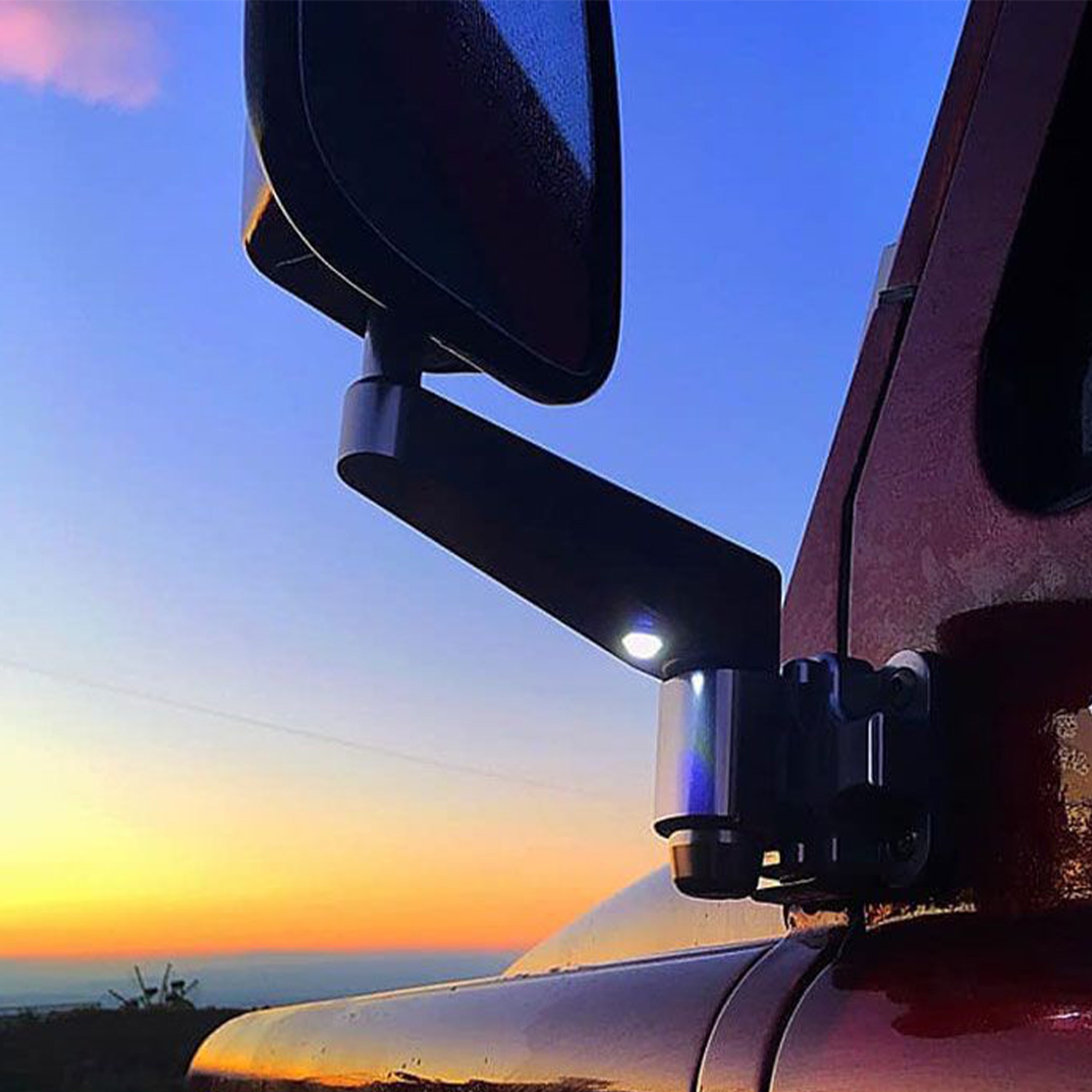 Optimill Defender Wing Mirror Arms with Puddle Lights (Billet Aluminium) - Black