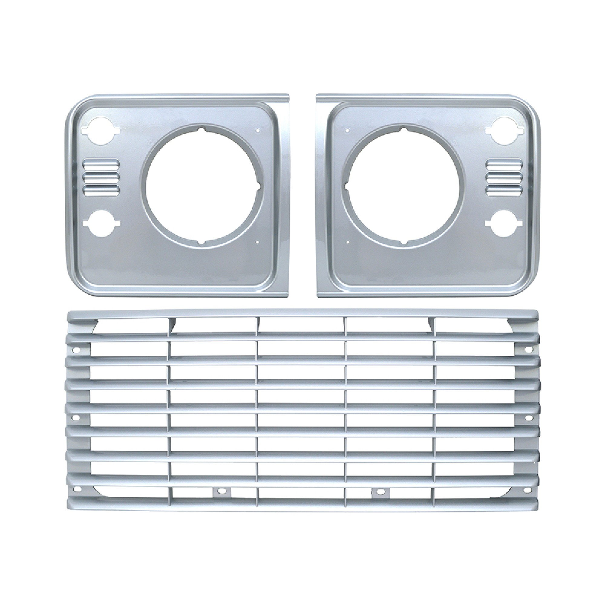 DA1257 - Grille & Head Lamp Surround Set Indus Silver for Defender