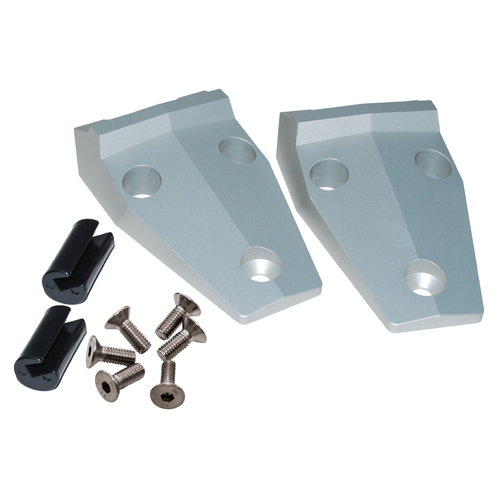 Aluminium Defender Bonnet Hinge Kit Silver Inc Hinges, Hinge Bushes, Stainless Steel Bolts