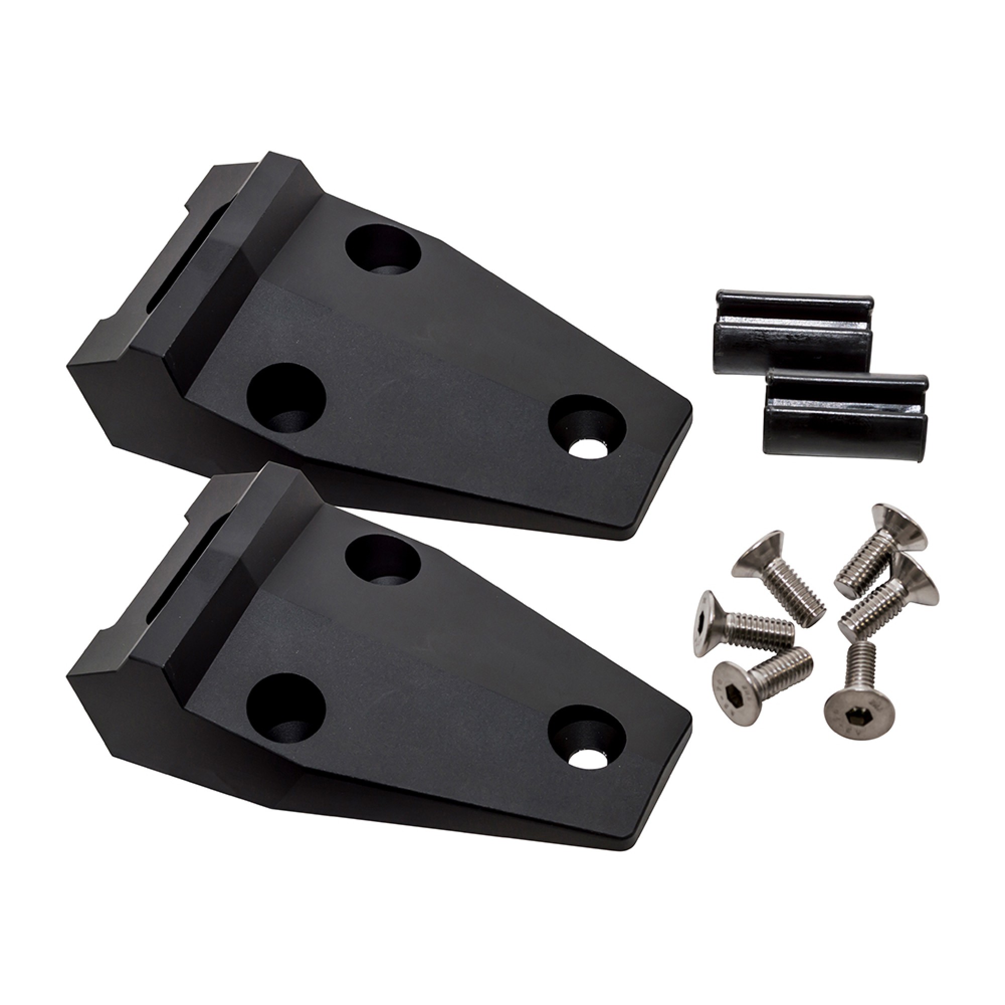 Aluminium Defender Bonnet Hinge Kit Black Inc Hinges, Hinge Bushes, Stainless Steel Bolts