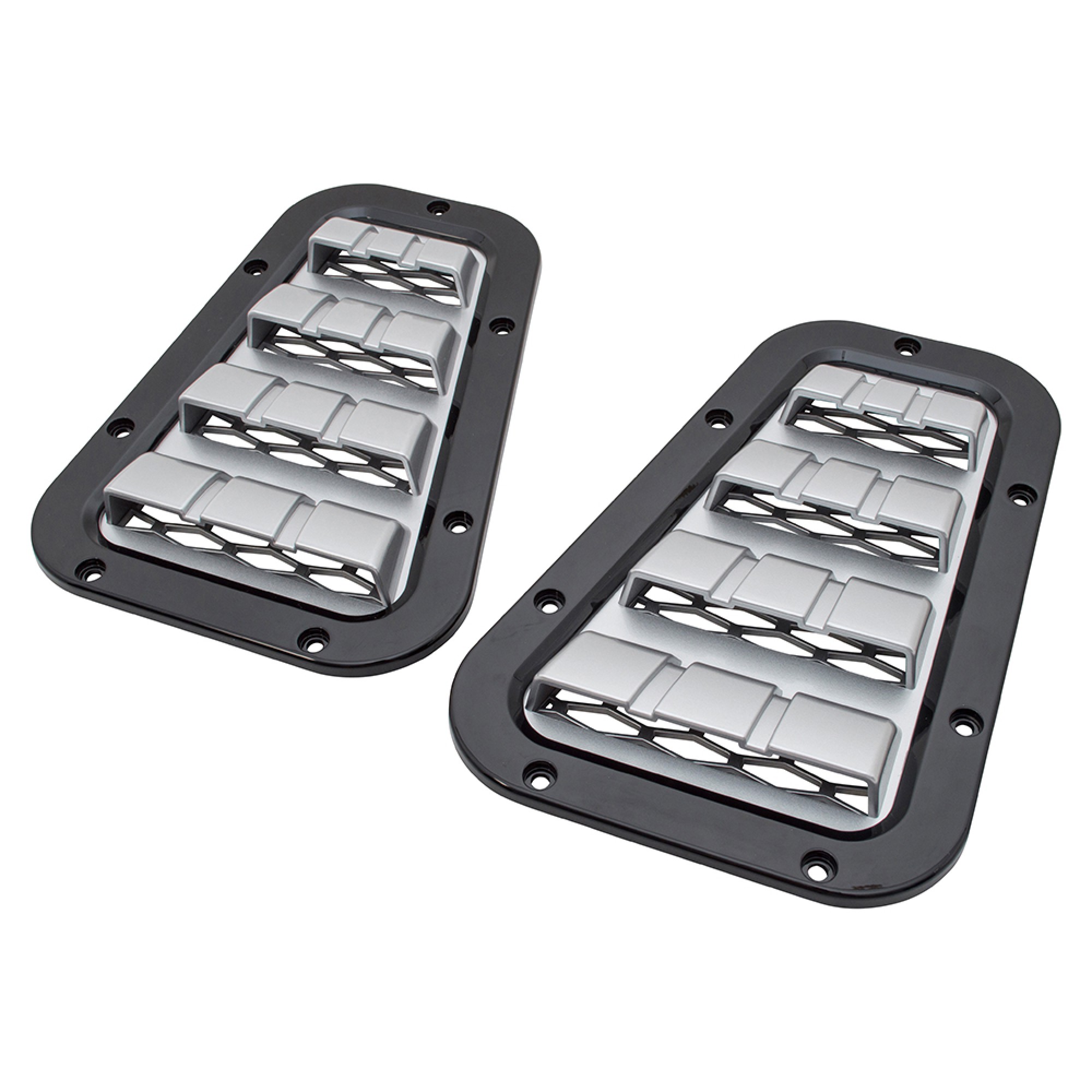 Xs Bonnet Vent Set Black with Silver Mesh
