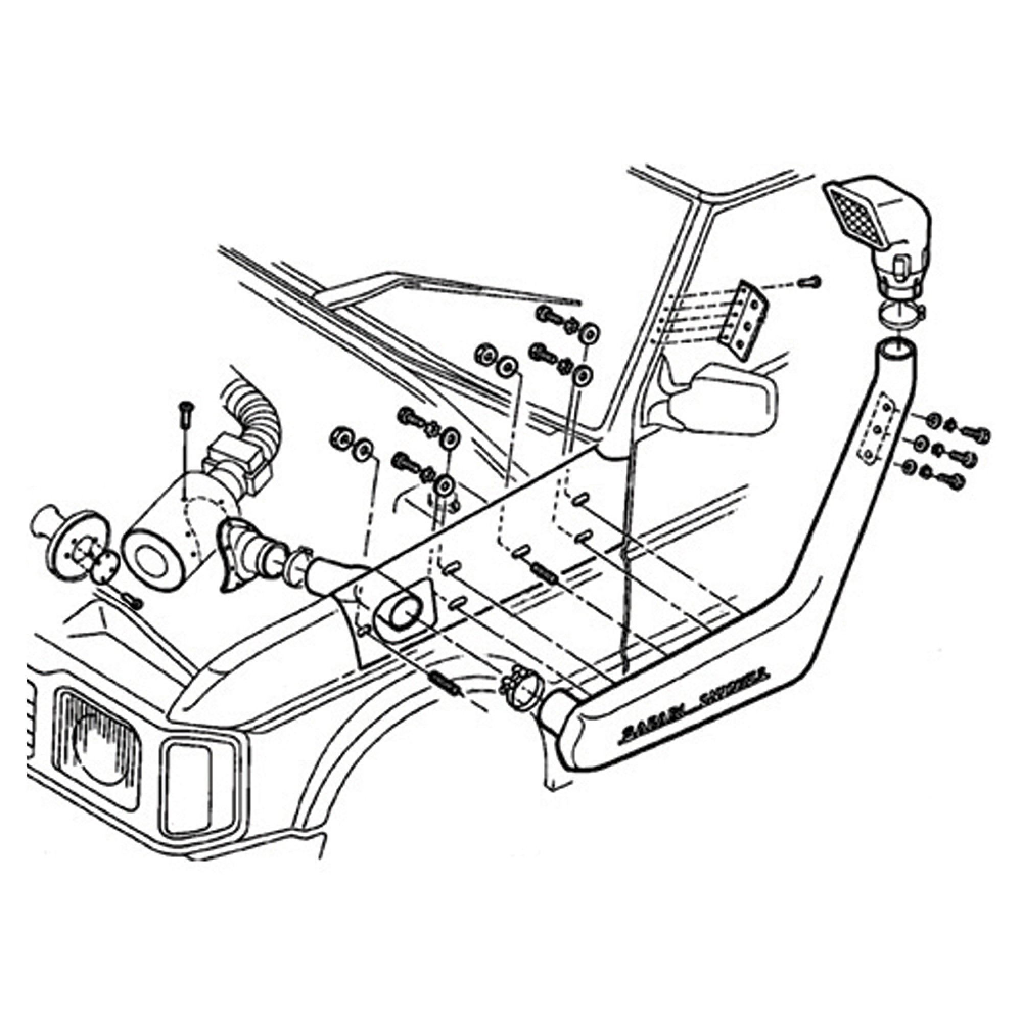 DA3018 - Safari Raised Air Intake Snorkel Kit V8 Discovery 1 Left Hand Side Fitment