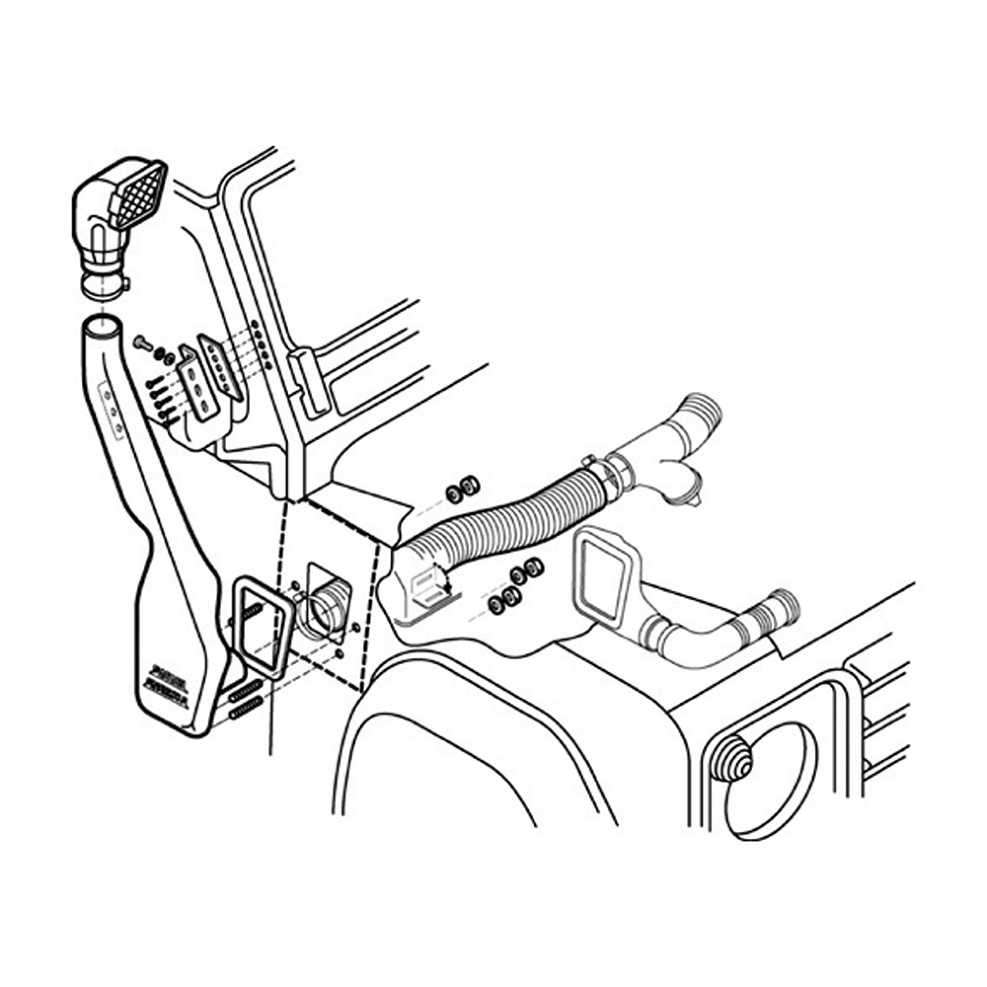 DA3026 - Safari Raised Air Intake Snorkel Kit Defender 300TDI Right Hand Side Fitment