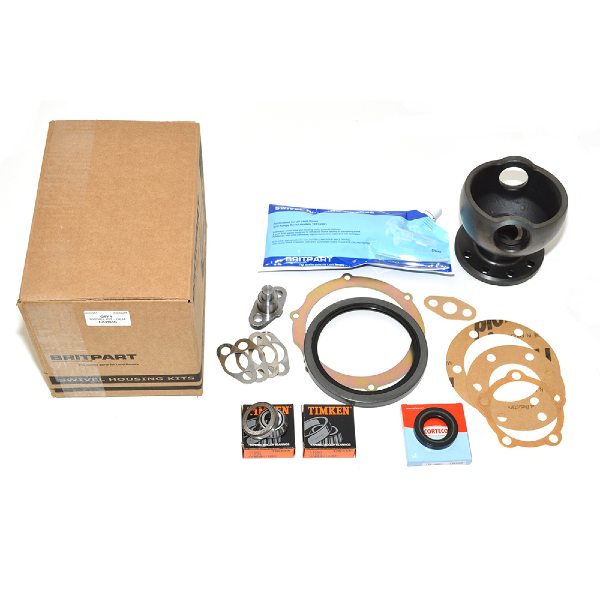 DA3163G - OEM - Swivel Kit Discovery 1 and Range Rover Classic with 12mm Seals Kit Includes Swivel Housing Swivel Pin Brg Gasket Oil Seals Plate Shims Joint Washers Swivel Pin Upper and Grease