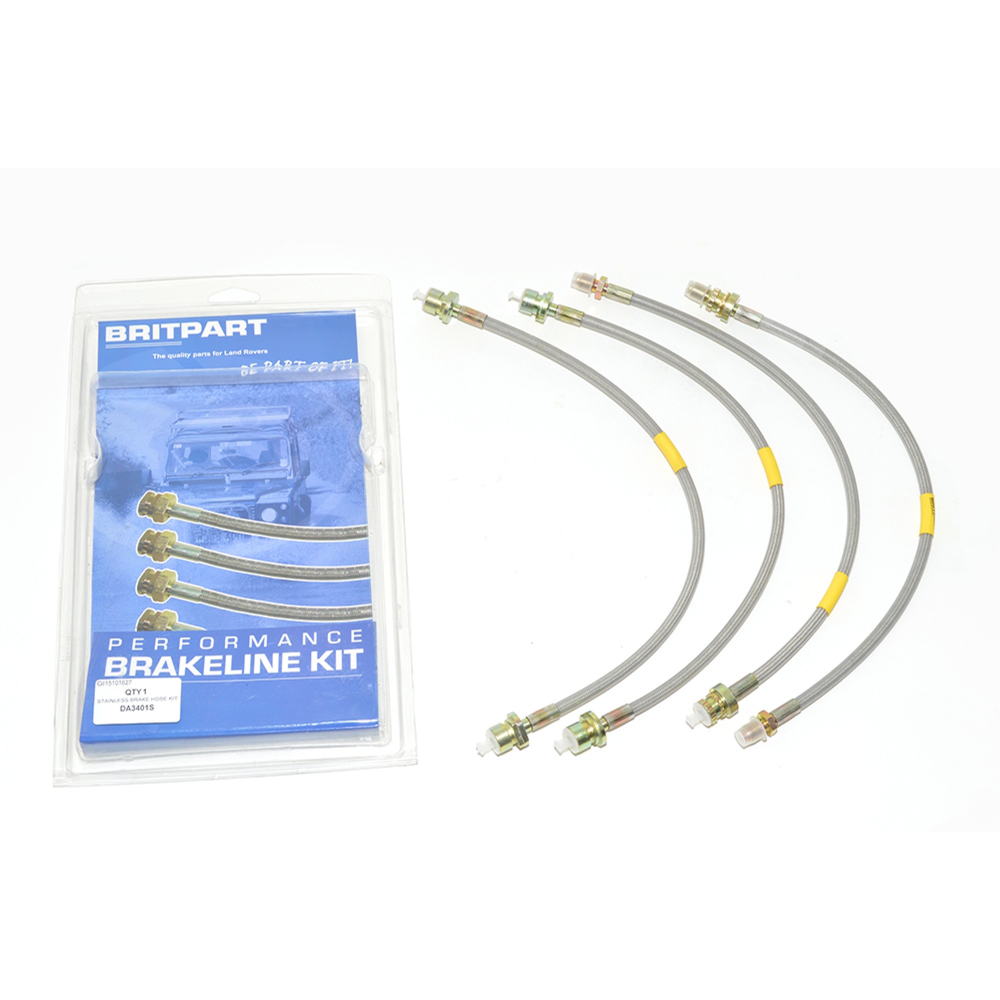 DA3401S - 90/110 04 Onward Stainless Flexable Brake Hose Kit Standard from Vin 4A683088