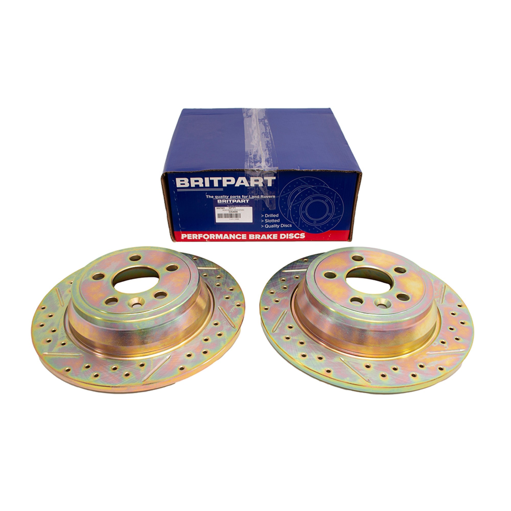Freelander 2 Rear Brake Discs Pair Slotted and Drilled from DH000001 - DA4688