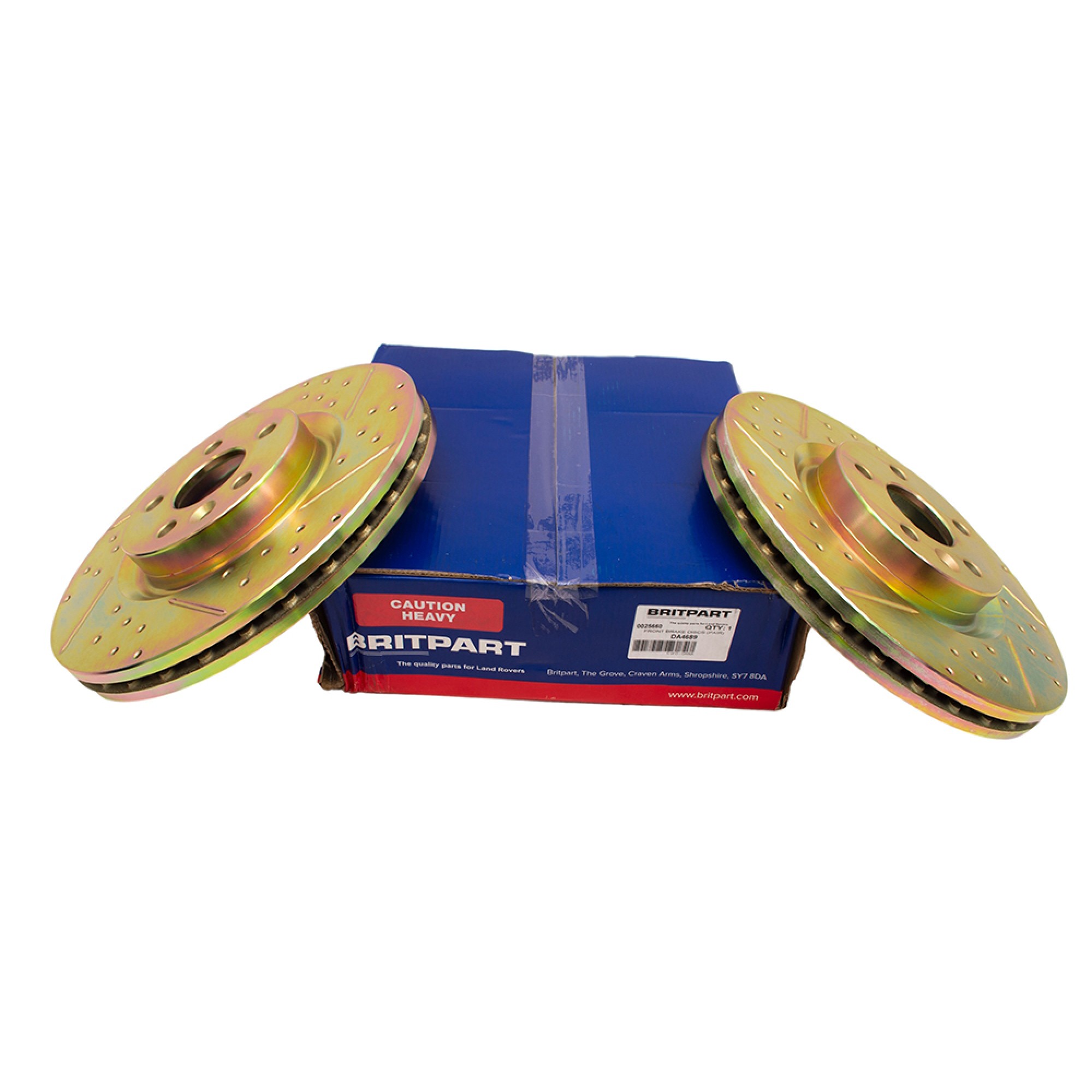 DA4689 - Disco Sport and Evoque Front Brake Discs Pair Slotted Drilled Vented