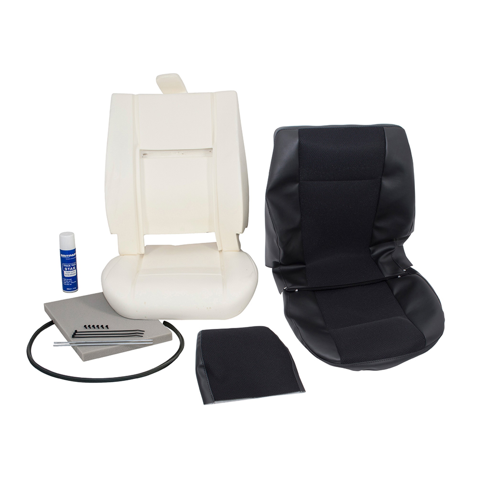 DA5603 - Defender Front Outer Seat Retrim Kit Black Mesh from Vin AA677964 to 2007