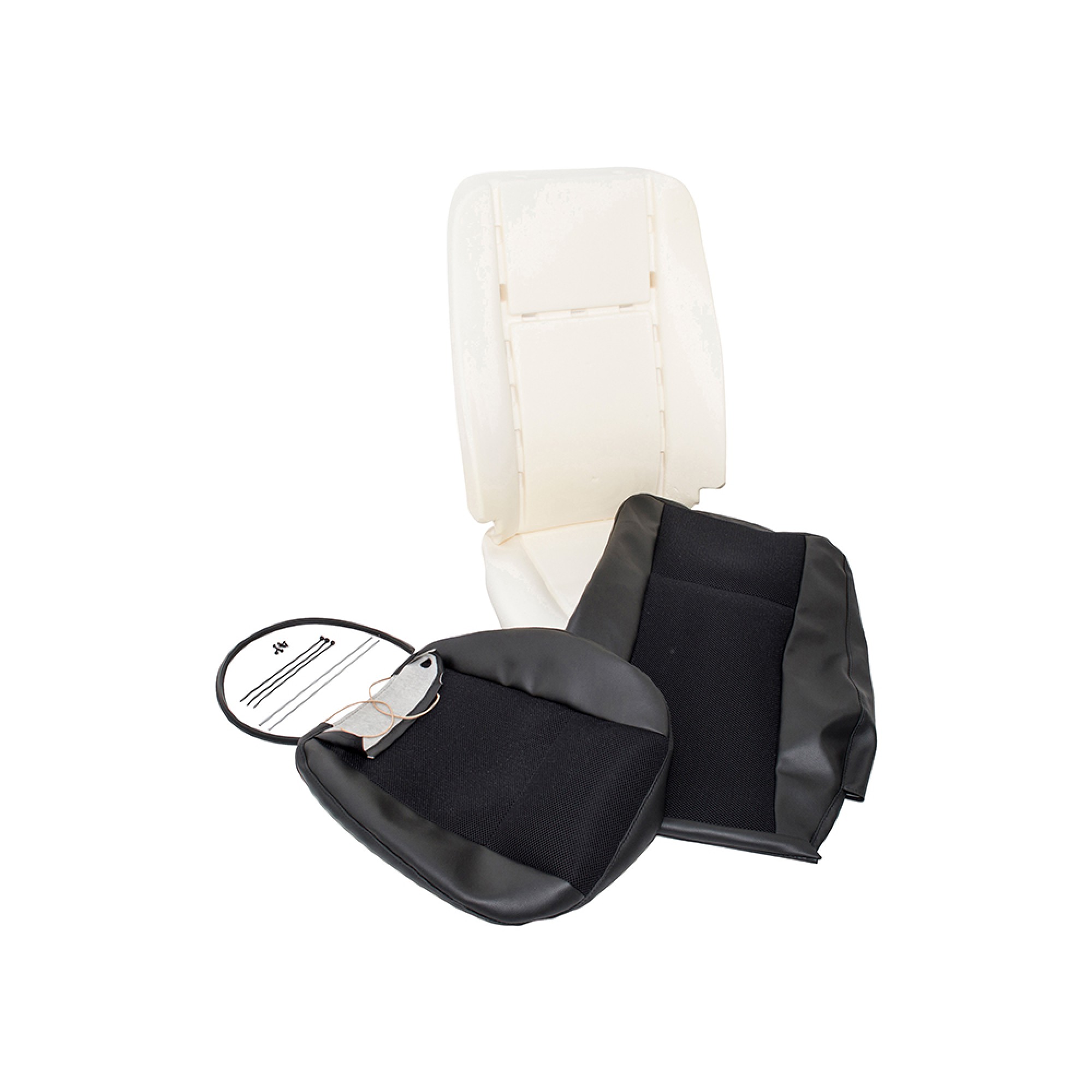 DA5677E - Defender 2007 on Front Outer Seat Retrim Kit Black Mesh No Glue