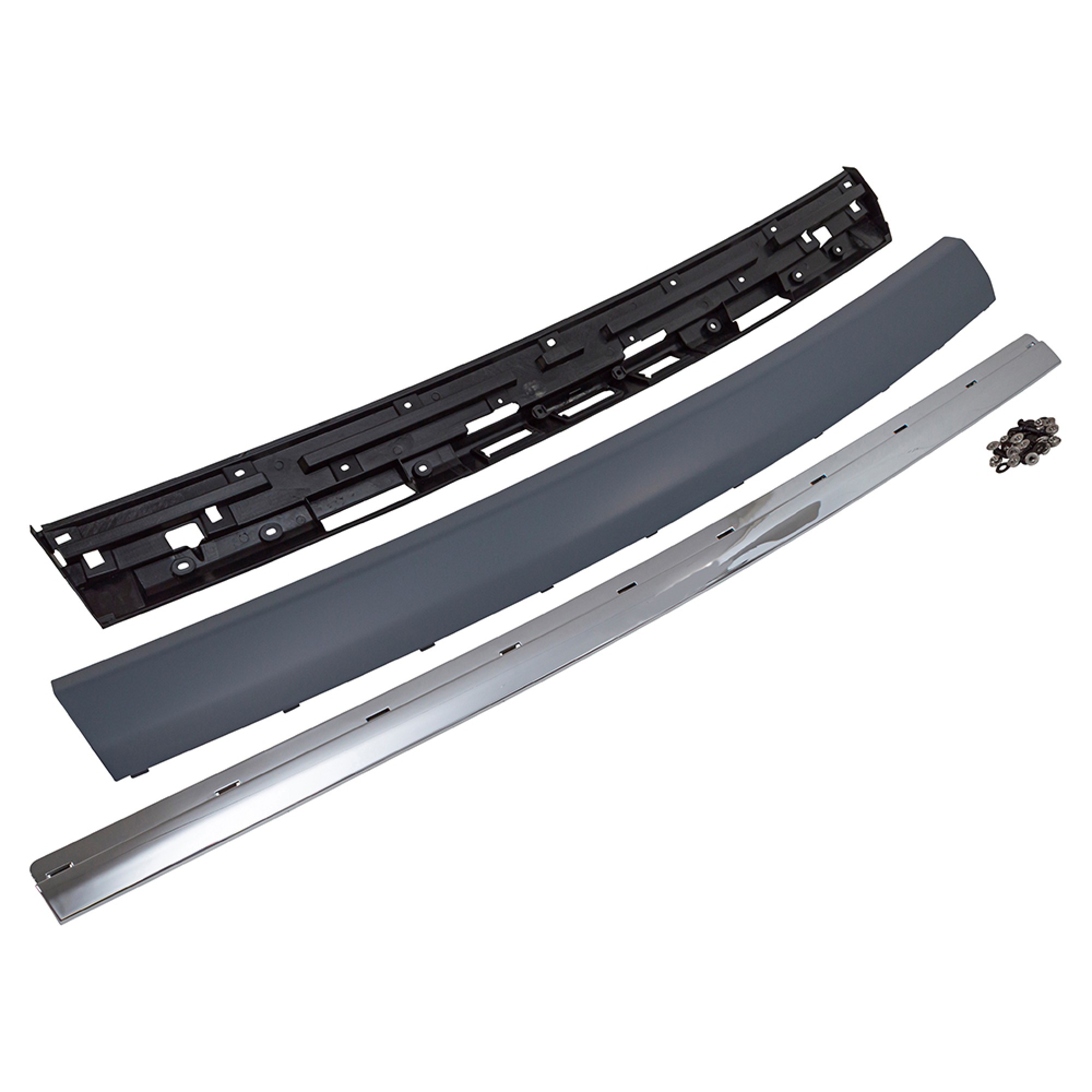 DA6290 - Range Rover Sport Rear Tailgate Chrome Strip Conversion Kit 2005 - 2011. The Rear Tailgate on The Rrs Changed in 2012 from The Two Piece Tailgate to A One Piece Tailgate. Kit Contains 2 Panels Underside Base, Top Section and Chrome Strip.