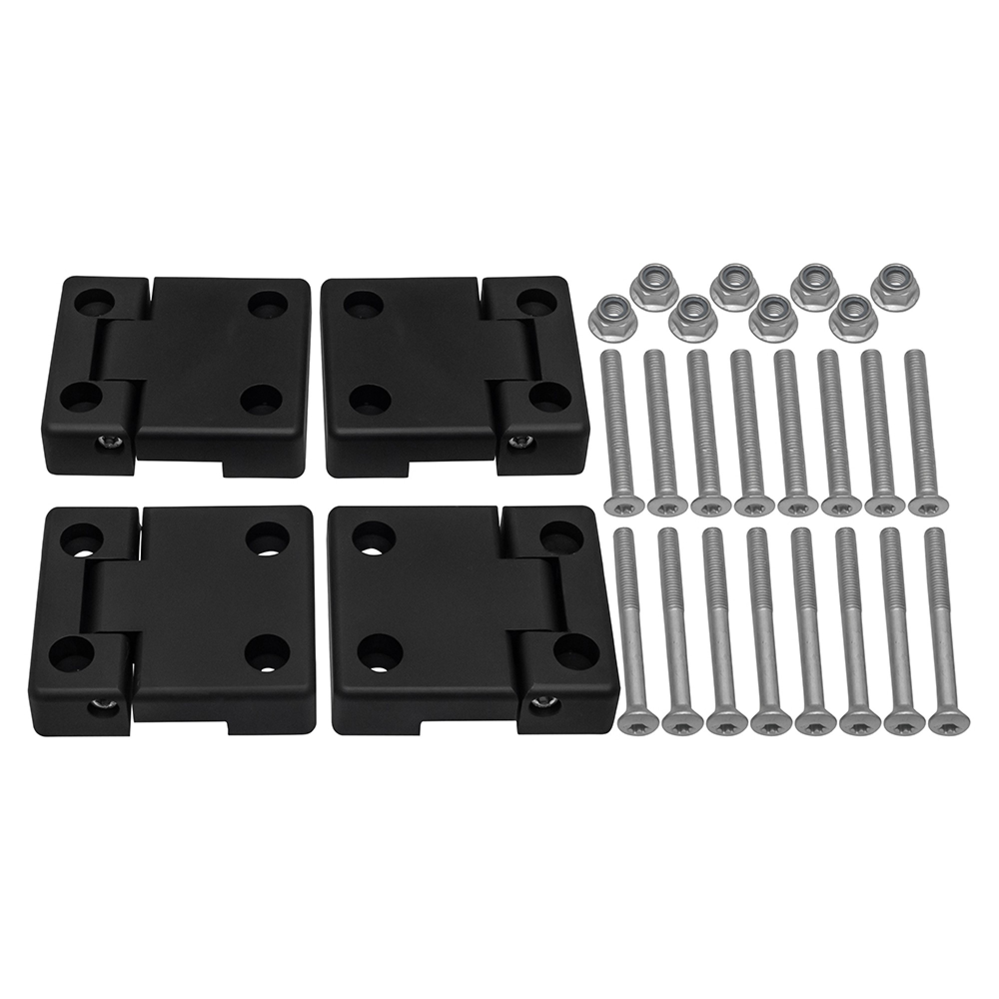 2ND Row Door Hinges Anodised Black Aluminium 90/110 and Series 3 Comes with Steel Hinge Pins. 4 Hinges Per Set Complete with Fixings