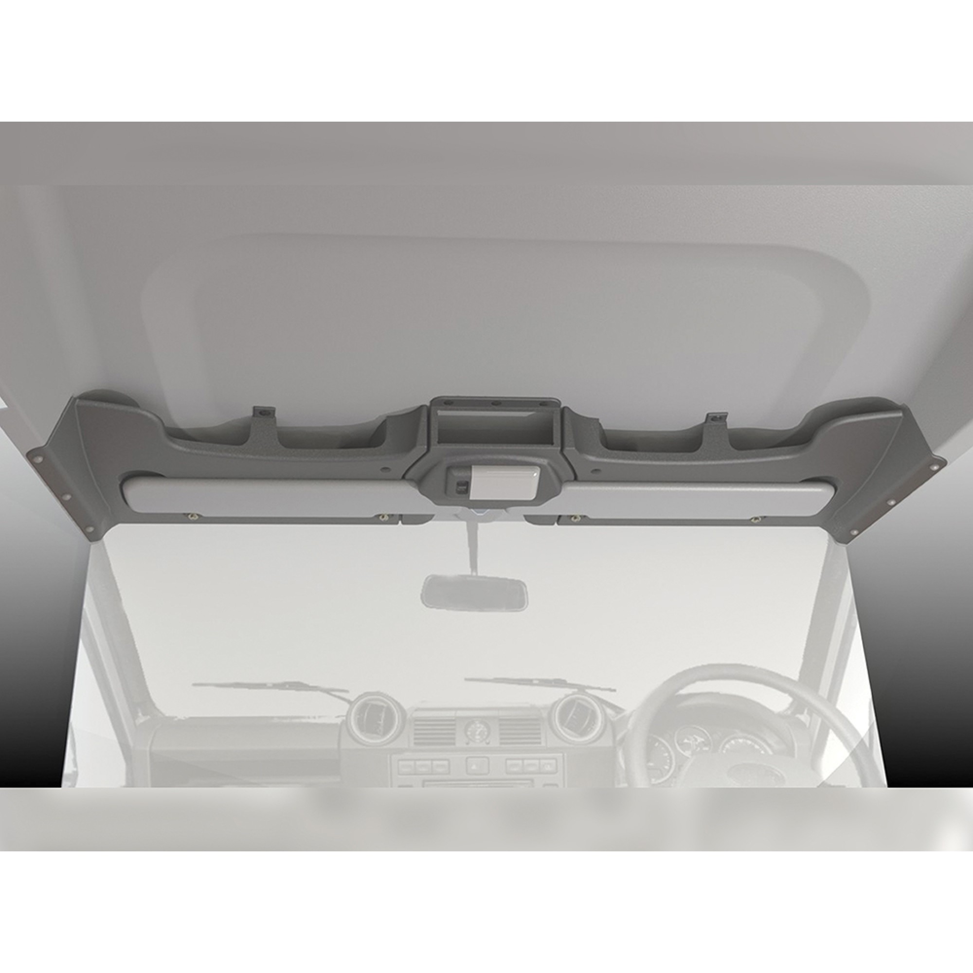90/110 Roof Console Grey Supplied in Three Separate Pieces The Console Has Been Designed to Fit All Post 1983 Defender without Sunroof with A Factory Fitted Headling. No Removal Or Cutting Required (Some Later Models Will Require Trimming Of The Cen