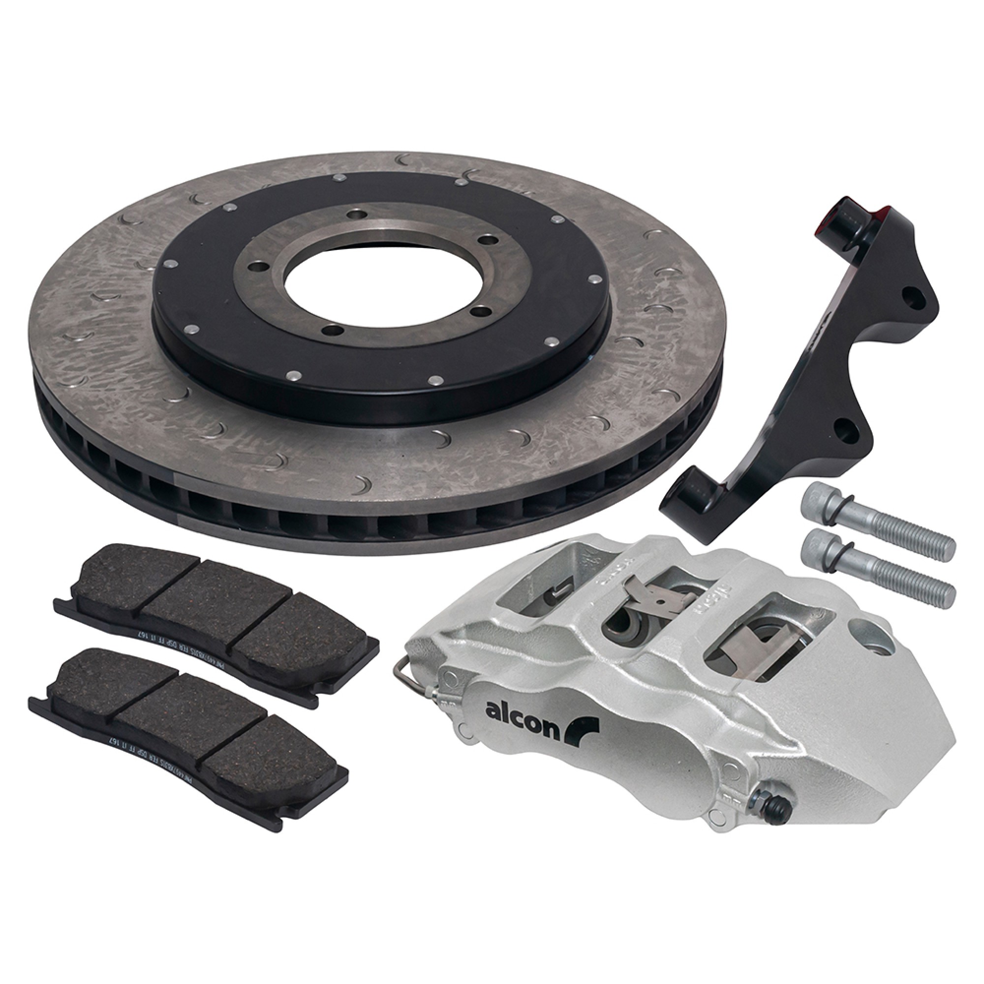 Alcon 6 Piston Front Disc Caliper Kit - Defender 18" Wheels - Silver