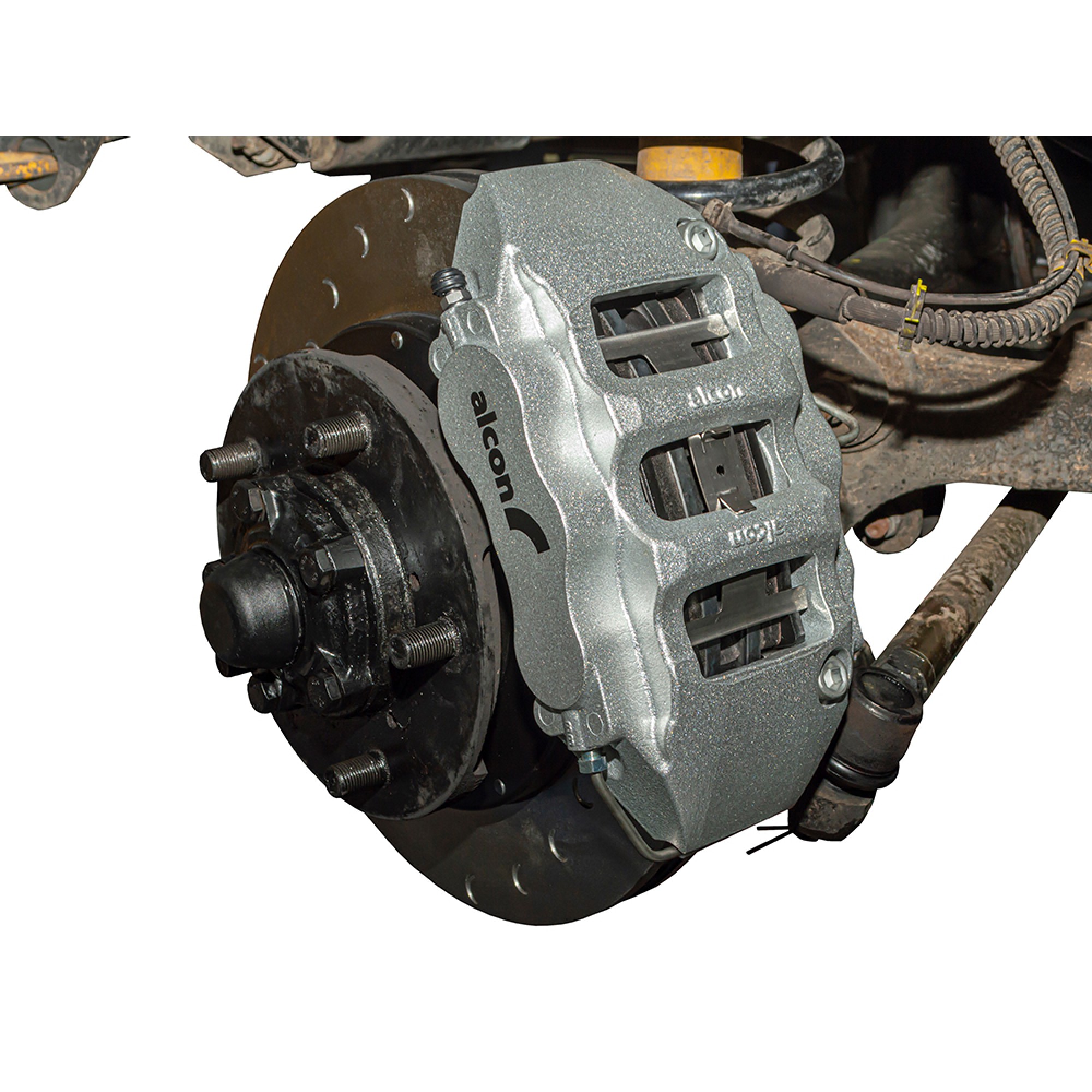 Alcon 6 Piston Front Disc Caliper Kit - Defender 18" Wheels - Silver